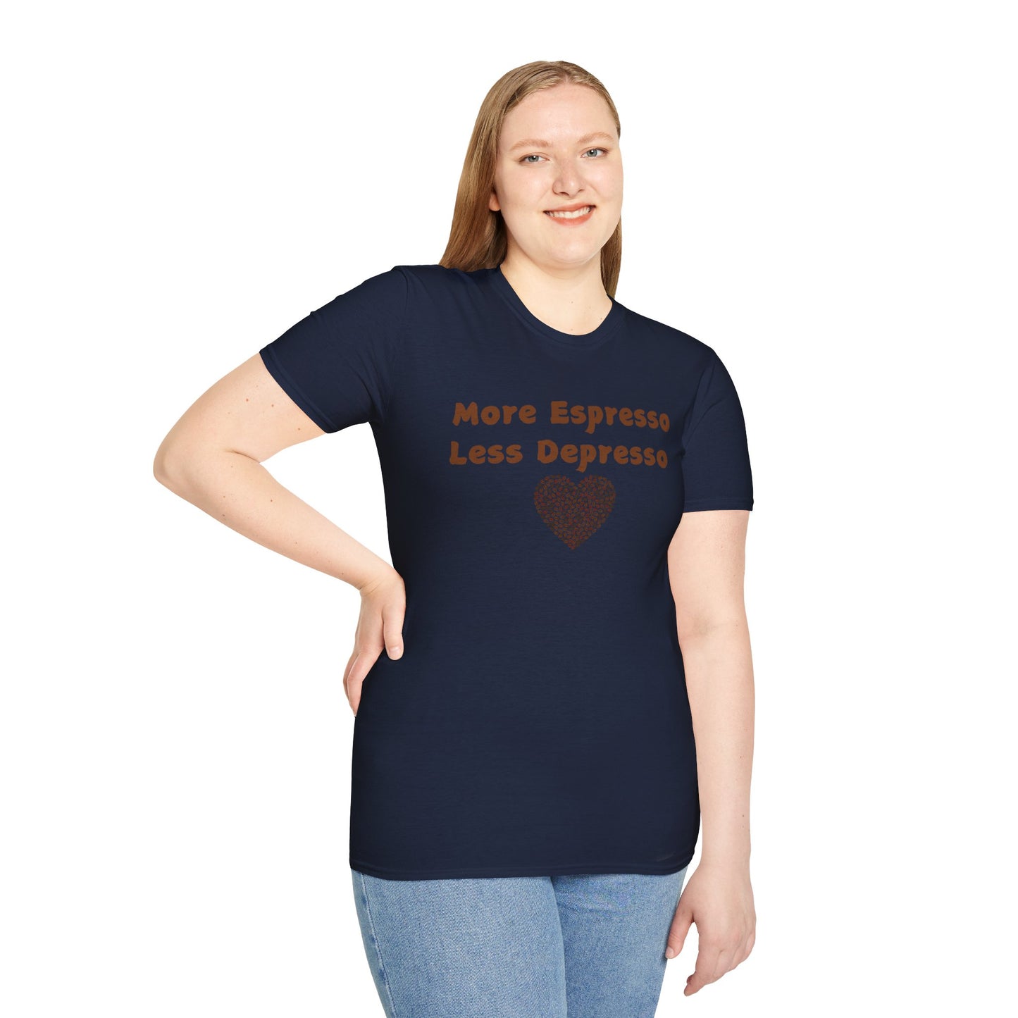 Fun Coffee Lover T-Shirt - 'More Espresso Less Depresso'