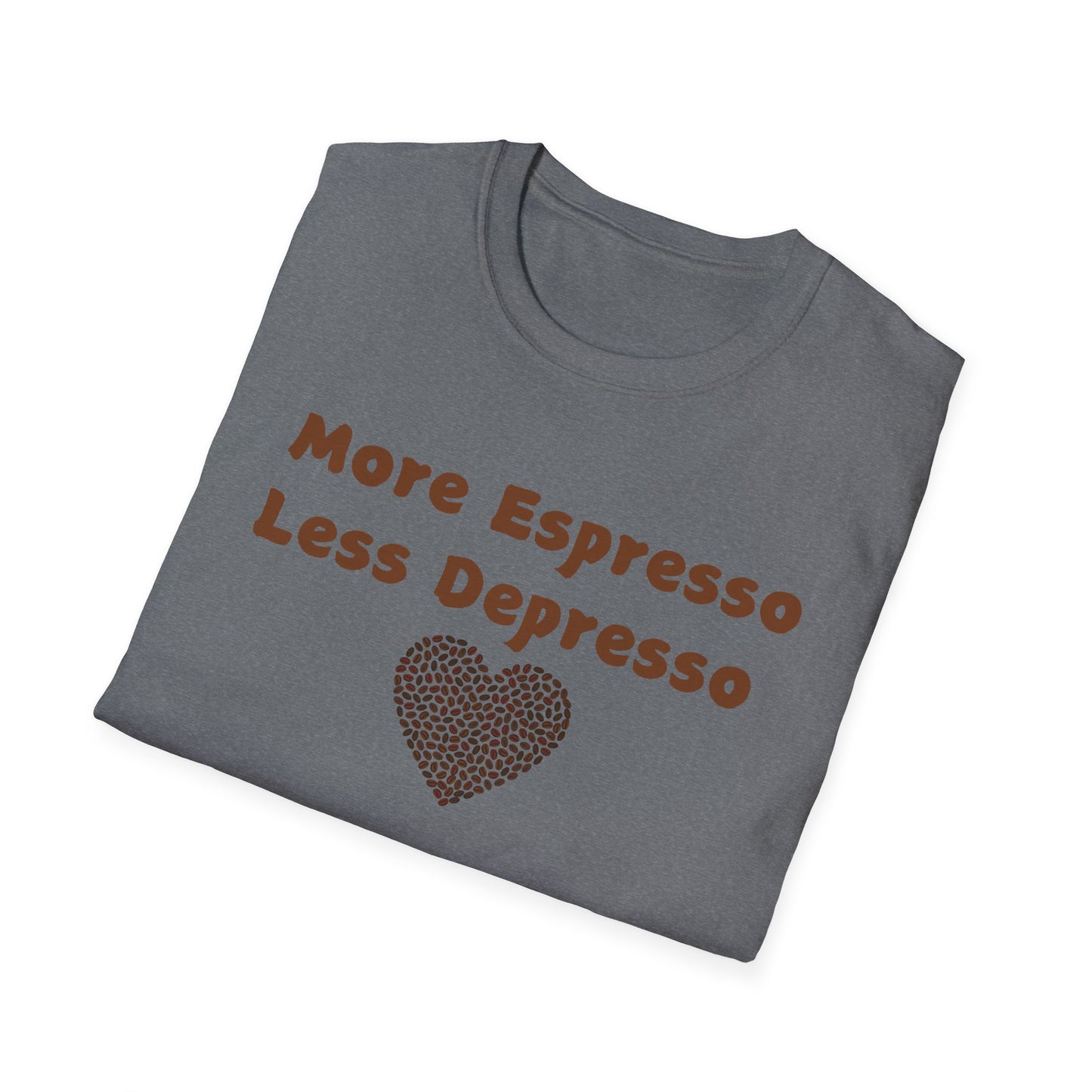 Fun Coffee Lover T-Shirt - 'More Espresso Less Depresso'