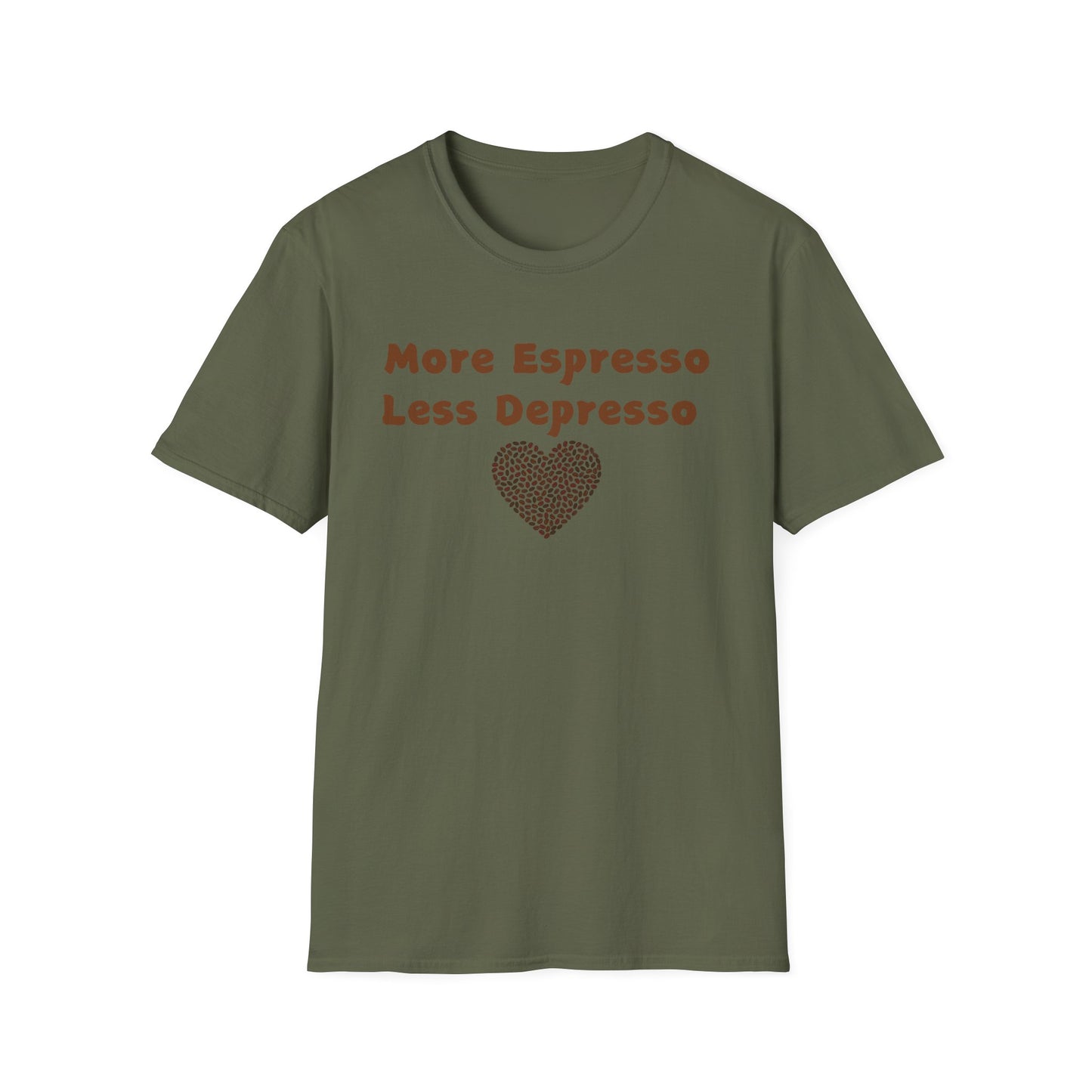 Fun Coffee Lover T-Shirt - 'More Espresso Less Depresso'