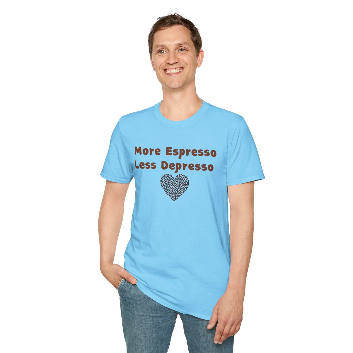 Fun Coffee Lover T-Shirt - 'More Espresso Less Depresso'