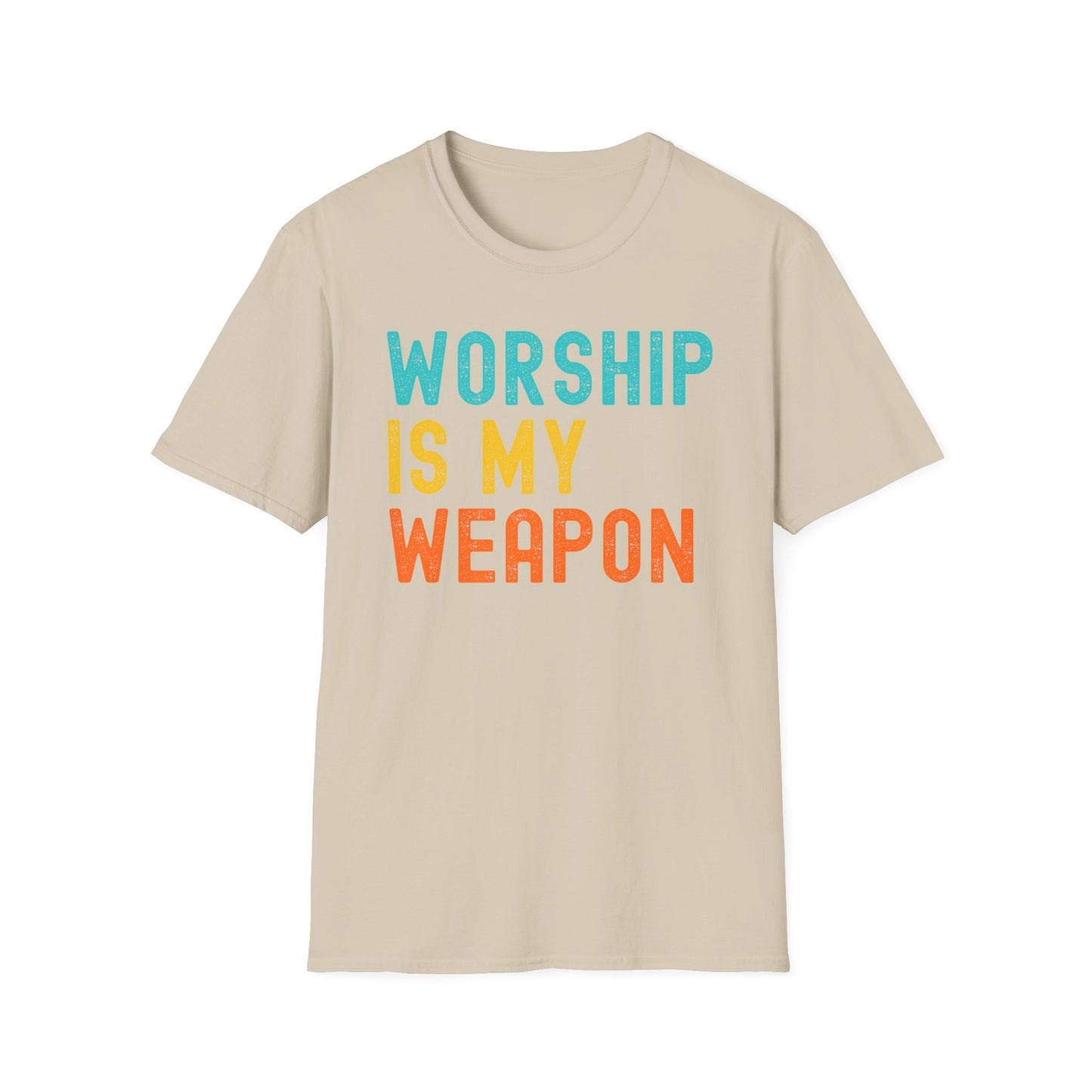 Worship is My Weapon Unisex Softstyle T-Shirt - Casual Faith Clothing, Inspirational Gift, Everyday Wear, Comfortable Tee