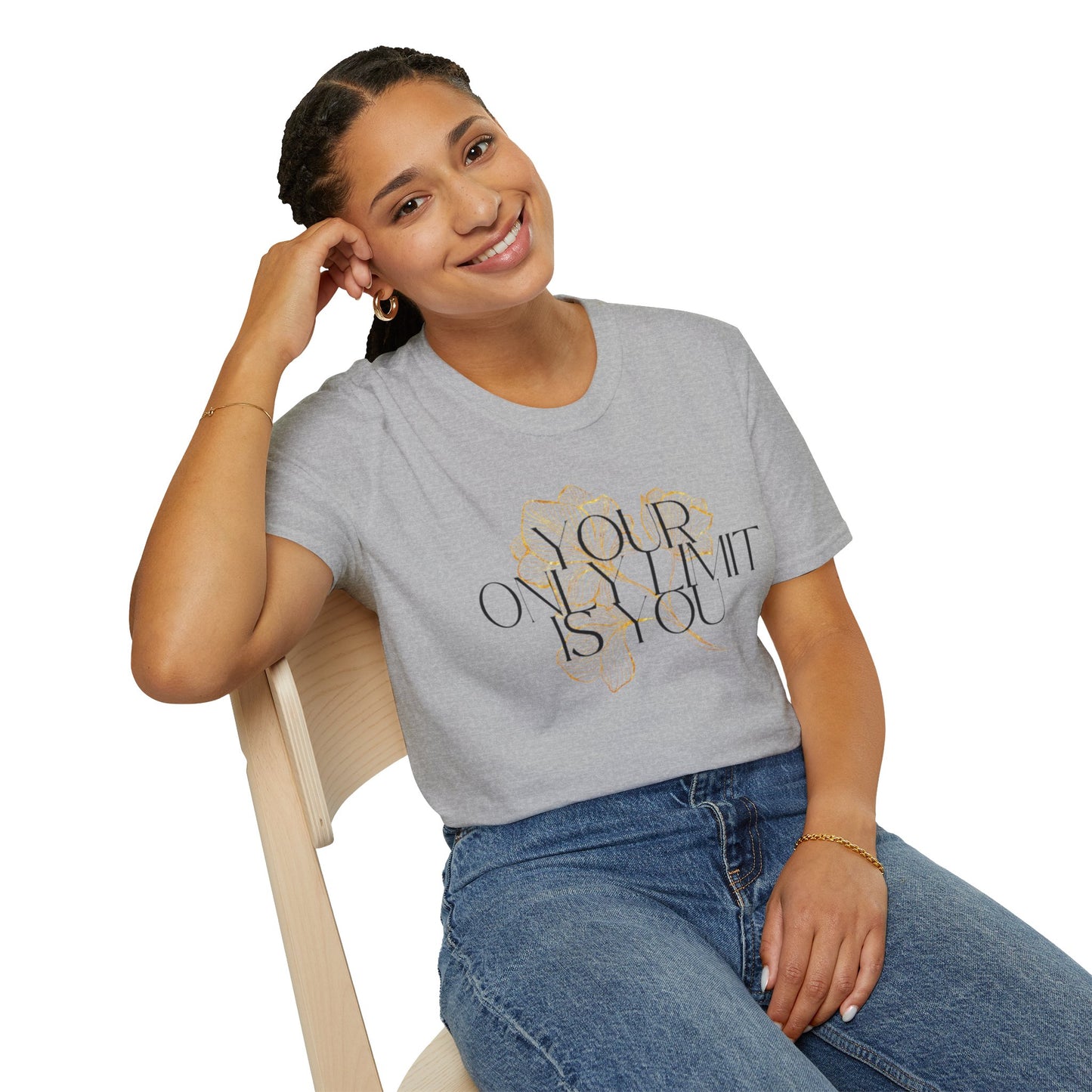 Inspirational Floral T-Shirt - 'Your Only Limit is You'