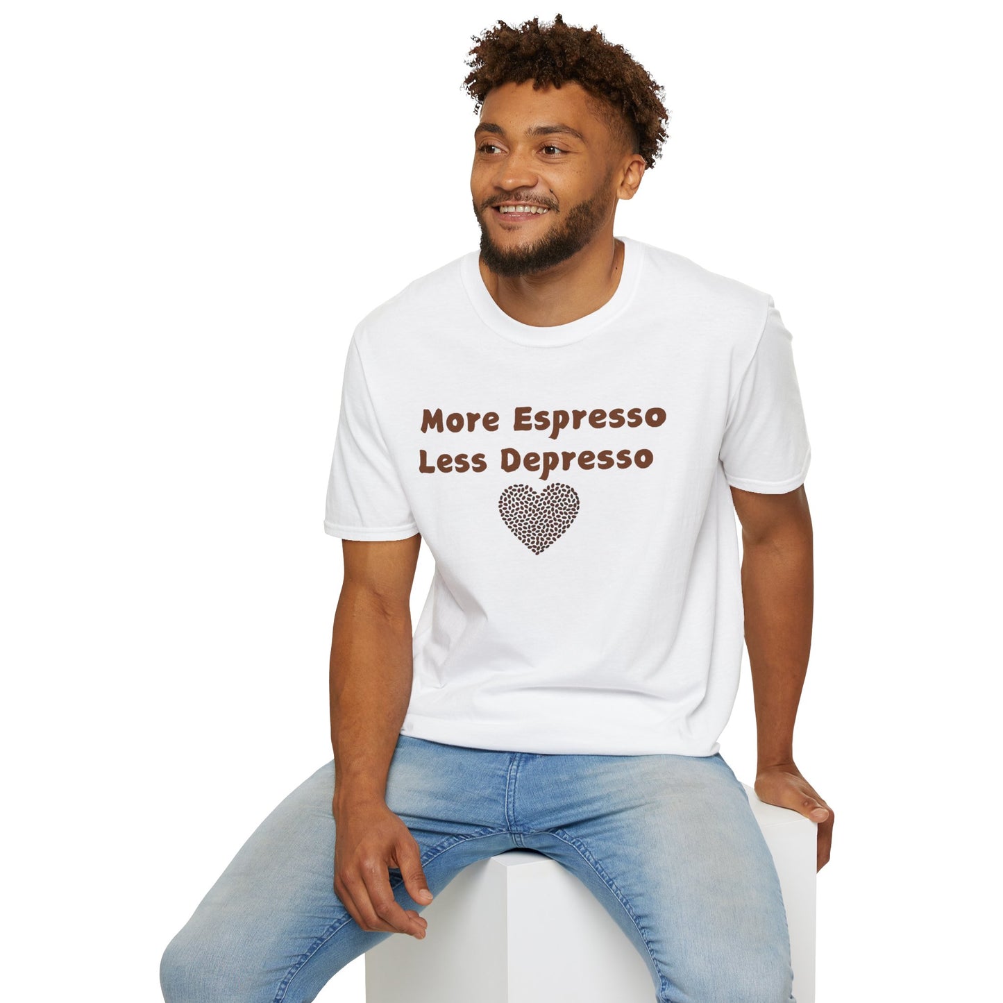 Fun Coffee Lover T-Shirt - 'More Espresso Less Depresso'