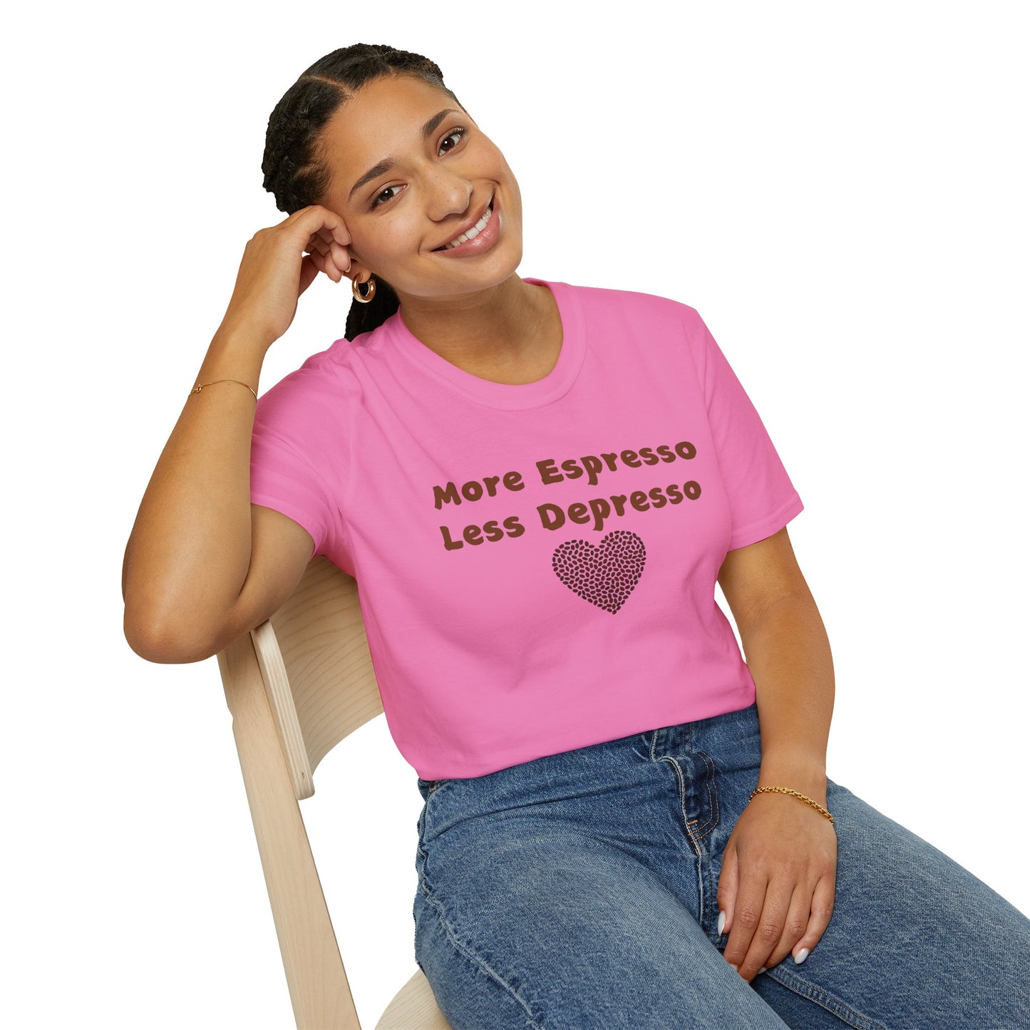 Fun Coffee Lover T-Shirt - 'More Espresso Less Depresso'