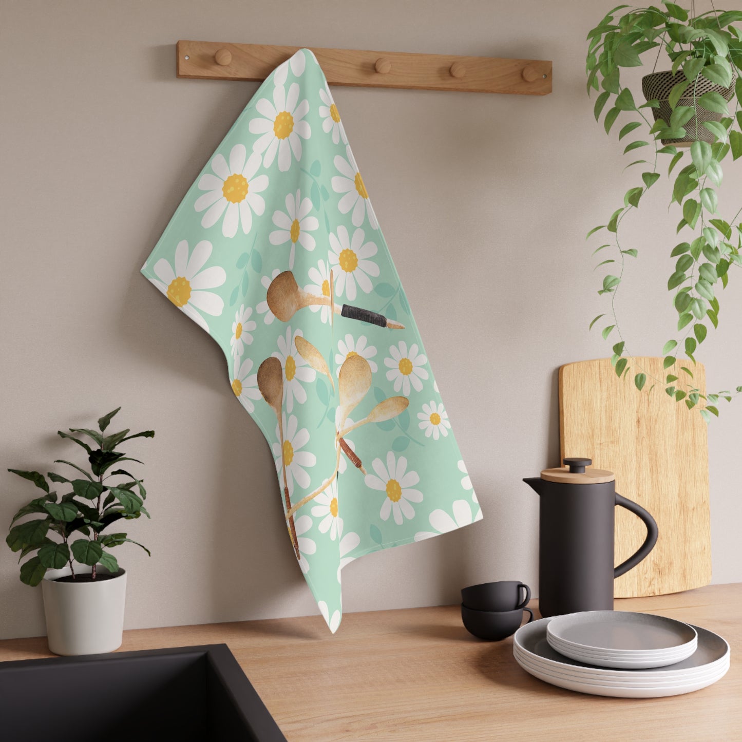 Floral Spoon Tea Towels - Charming Kitchen Décor for Cooking Enthusiasts
