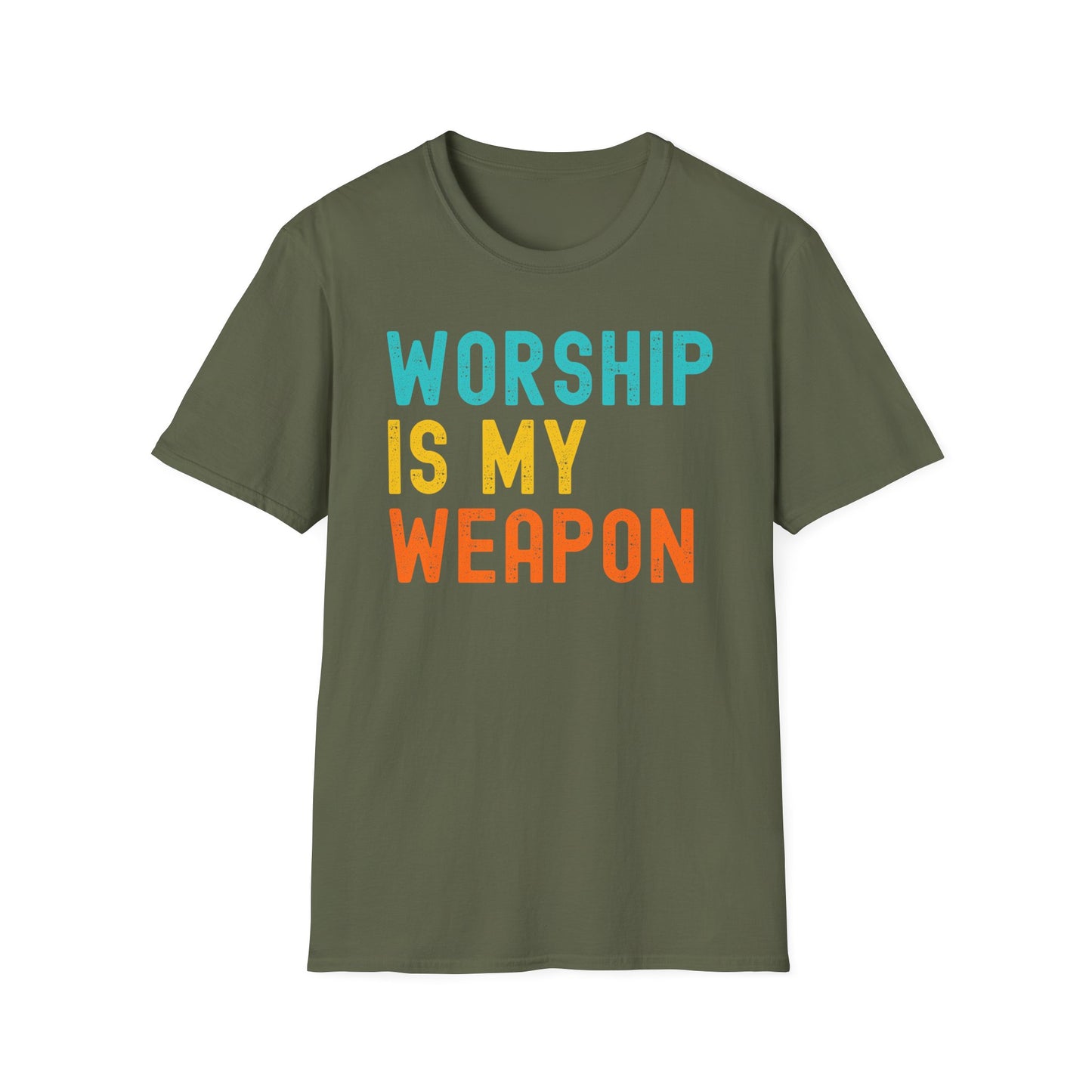 Worship is My Weapon Unisex Softstyle T-Shirt - Casual Faith Clothing, Inspirational Gift, Everyday Wear, Comfortable Tee