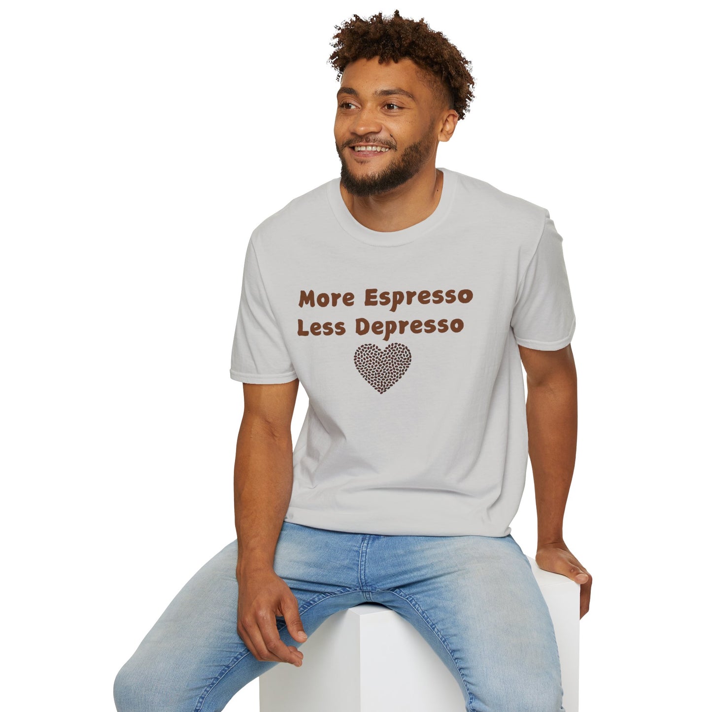 Fun Coffee Lover T-Shirt - 'More Espresso Less Depresso'