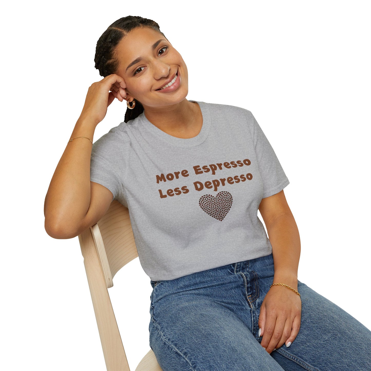 Fun Coffee Lover T-Shirt - 'More Espresso Less Depresso'