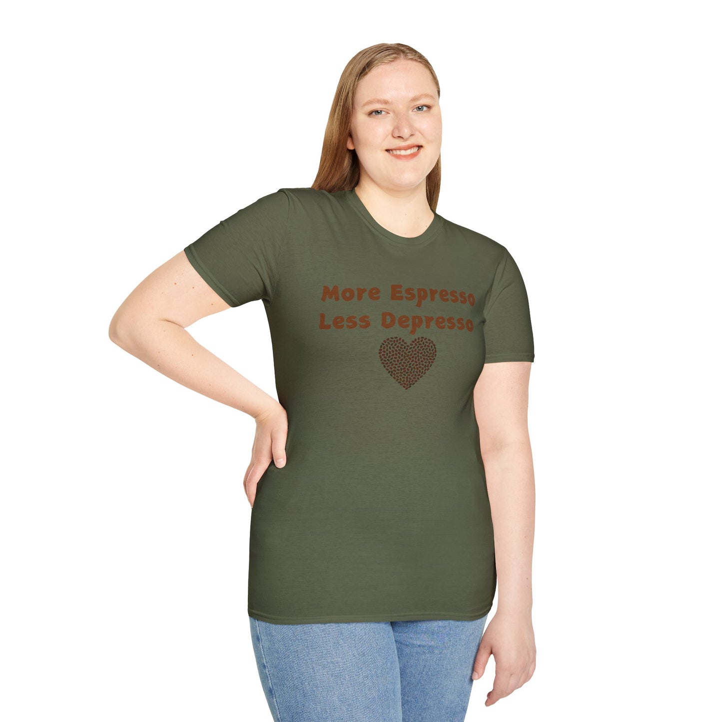 Fun Coffee Lover T-Shirt - 'More Espresso Less Depresso'