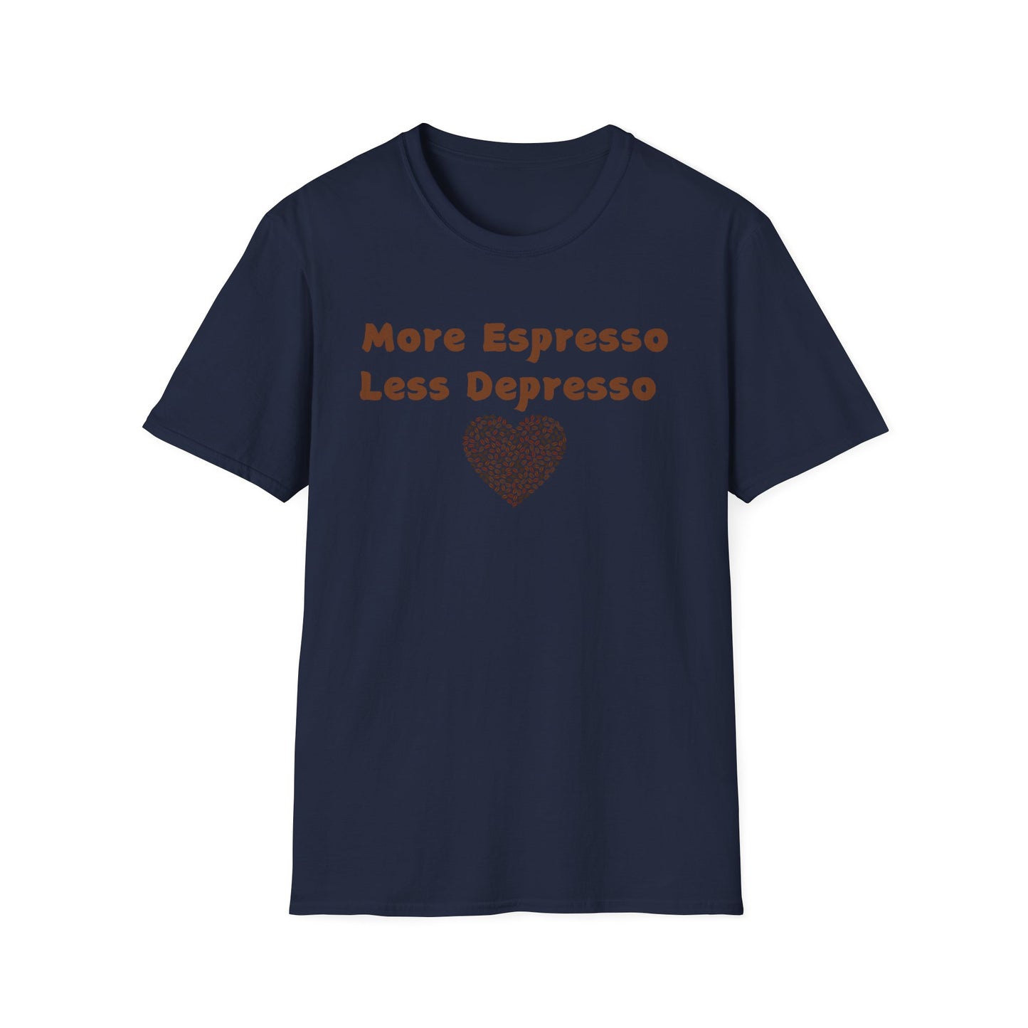 Fun Coffee Lover T-Shirt - 'More Espresso Less Depresso'