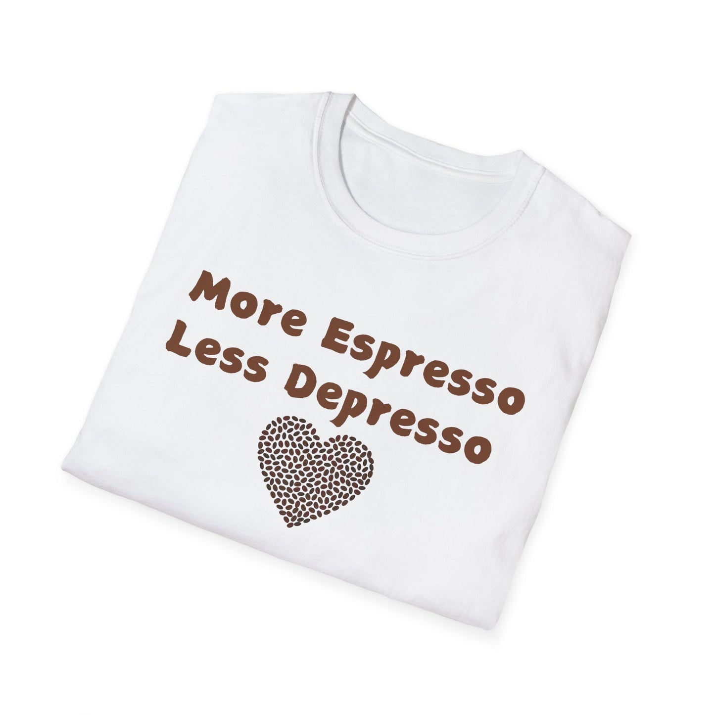 Fun Coffee Lover T-Shirt - 'More Espresso Less Depresso'