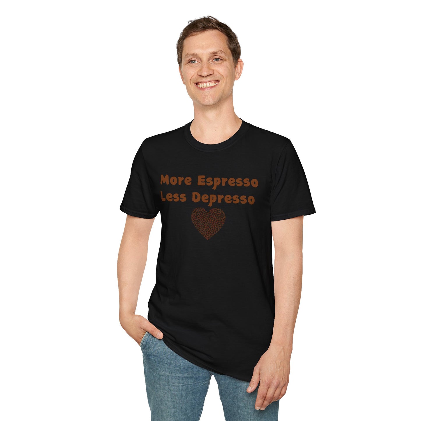 Fun Coffee Lover T-Shirt - 'More Espresso Less Depresso'