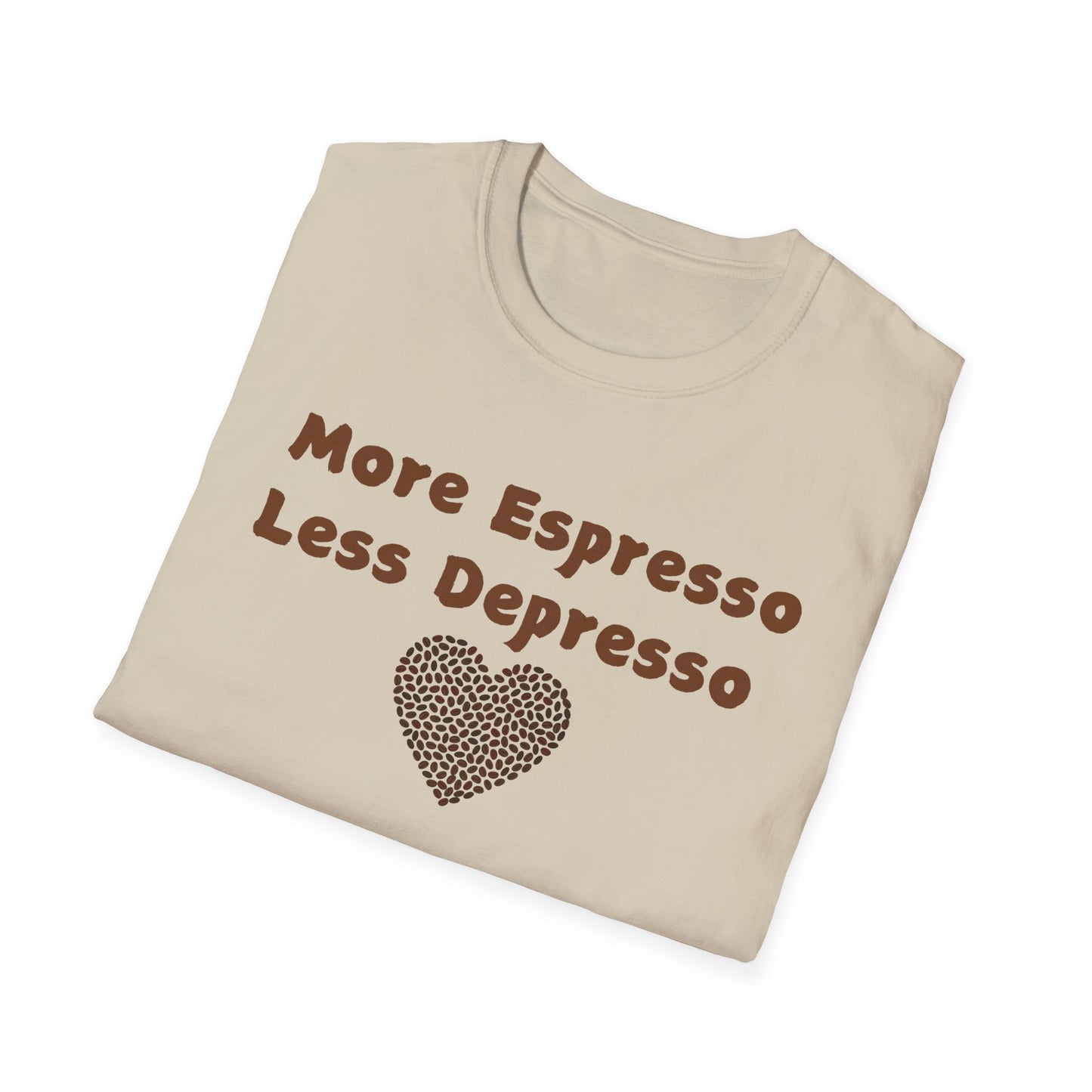 Fun Coffee Lover T-Shirt - 'More Espresso Less Depresso'