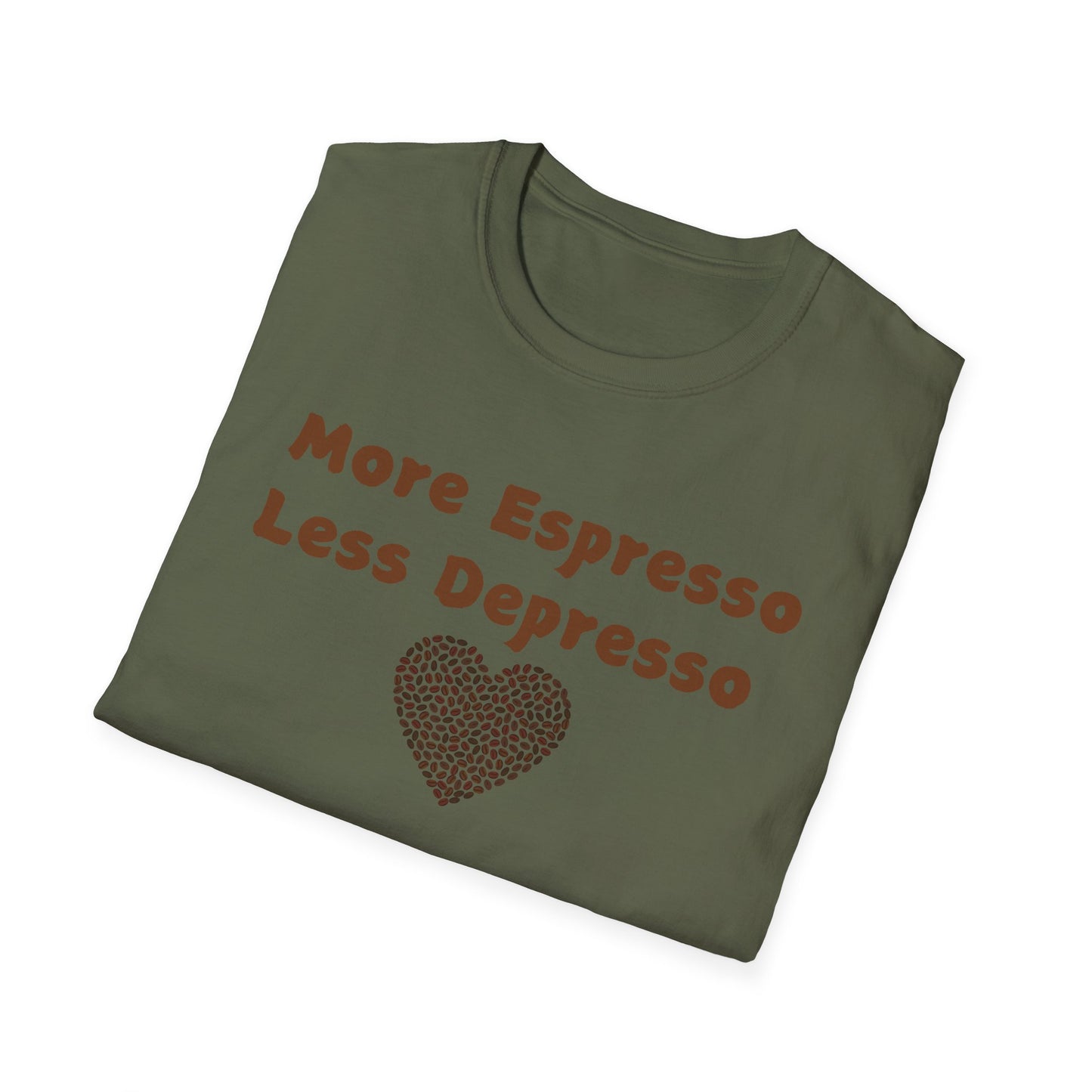 Fun Coffee Lover T-Shirt - 'More Espresso Less Depresso'