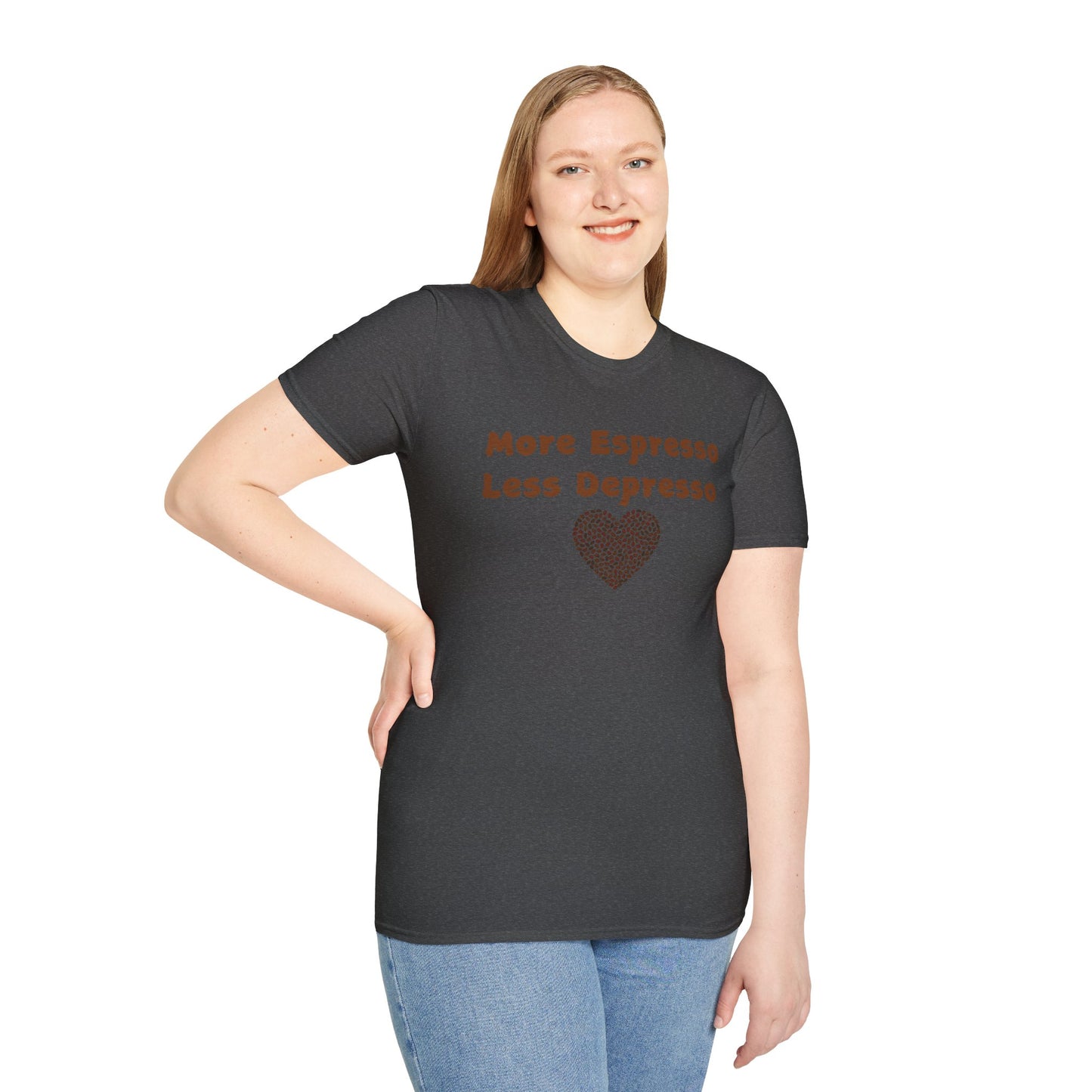 Fun Coffee Lover T-Shirt - 'More Espresso Less Depresso'