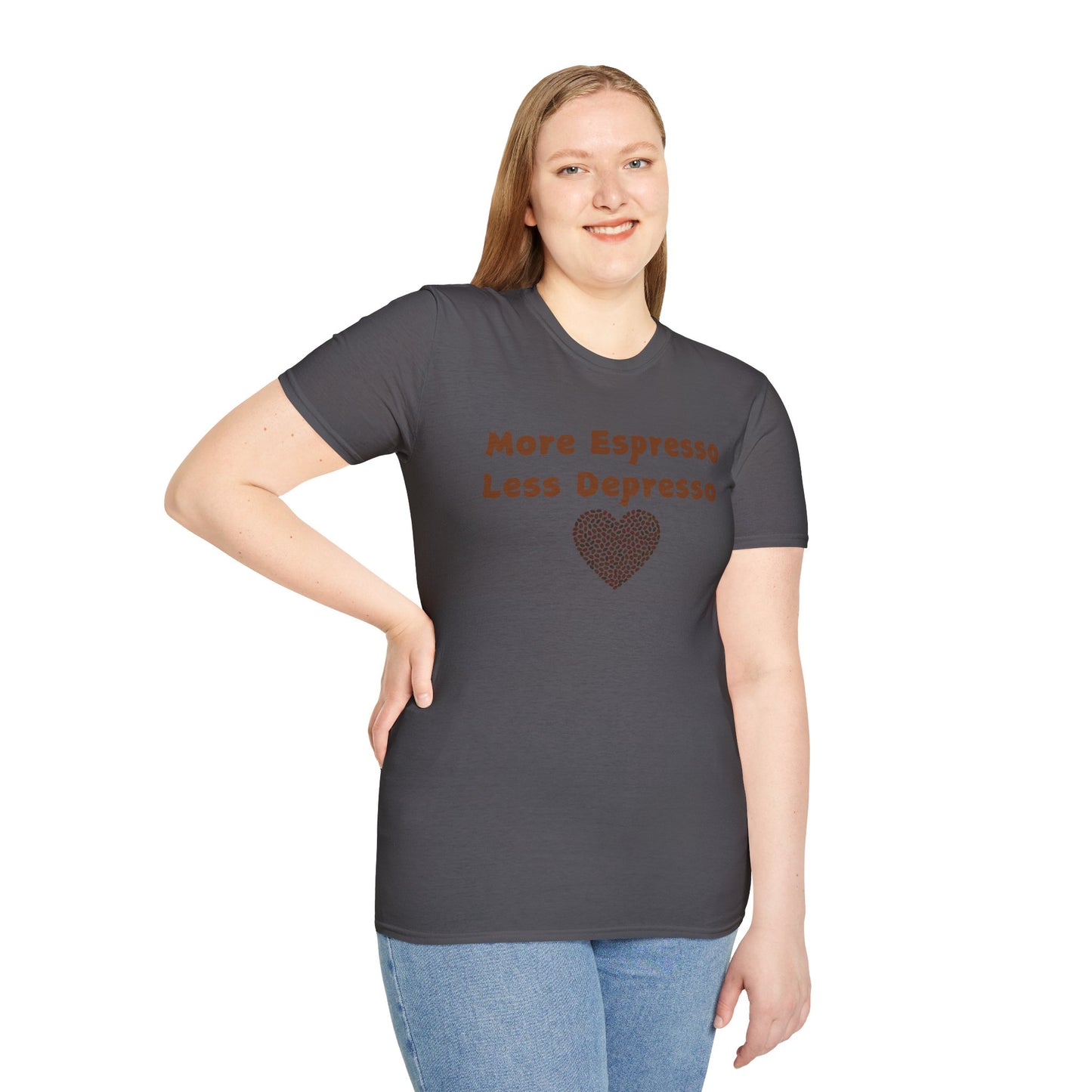 Fun Coffee Lover T-Shirt - 'More Espresso Less Depresso'