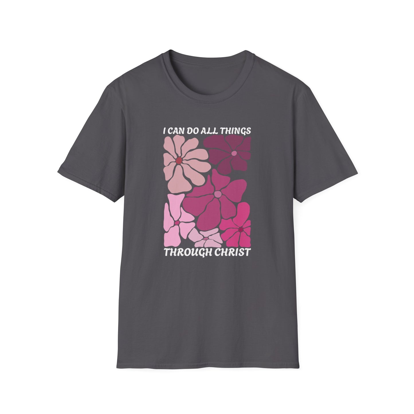 Inspirational Floral T-Shirt: 'I Can Do All Things Through Christ'