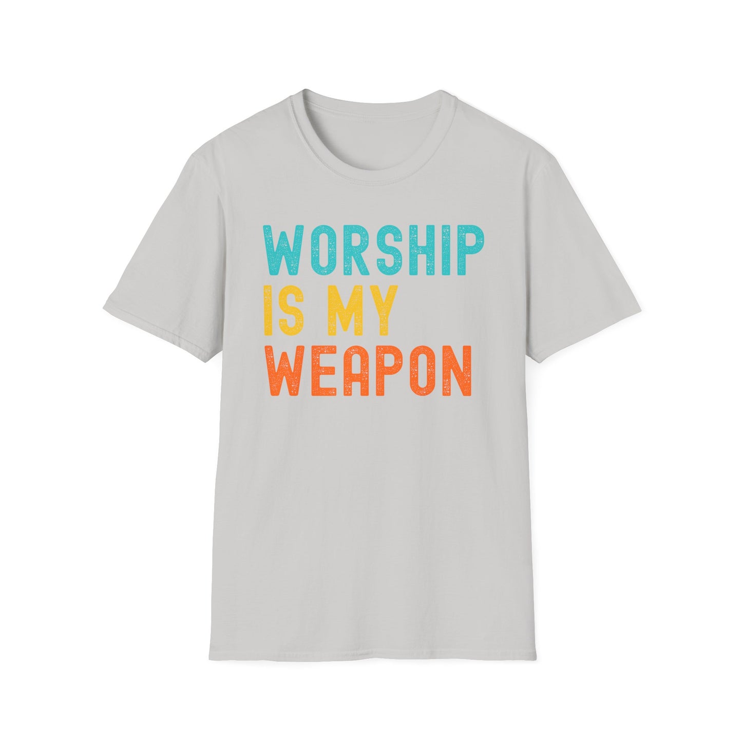 Worship is My Weapon Unisex Softstyle T-Shirt - Casual Faith Clothing, Inspirational Gift, Everyday Wear, Comfortable Tee