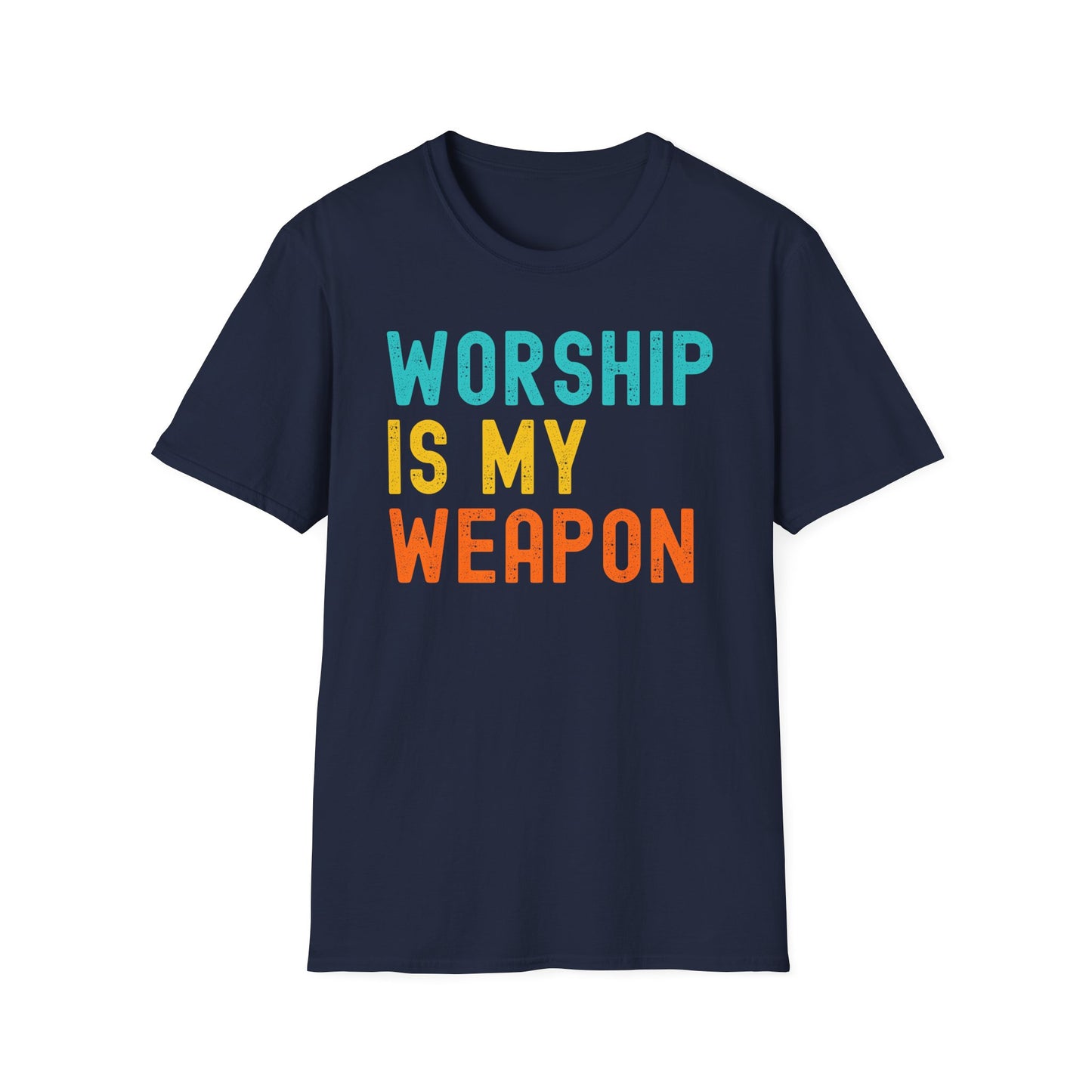Worship is My Weapon Unisex Softstyle T-Shirt - Casual Faith Clothing, Inspirational Gift, Everyday Wear, Comfortable Tee