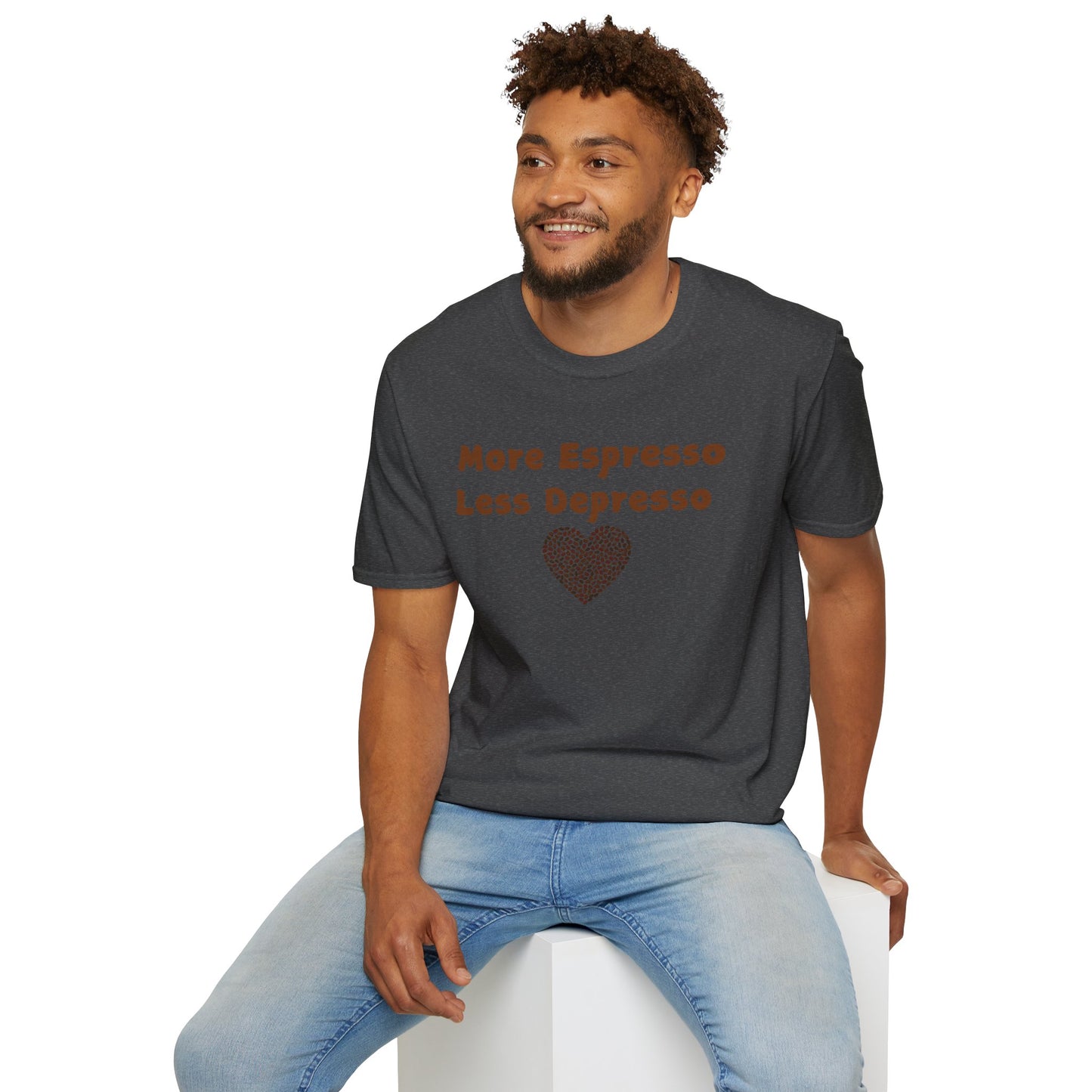 Fun Coffee Lover T-Shirt - 'More Espresso Less Depresso'