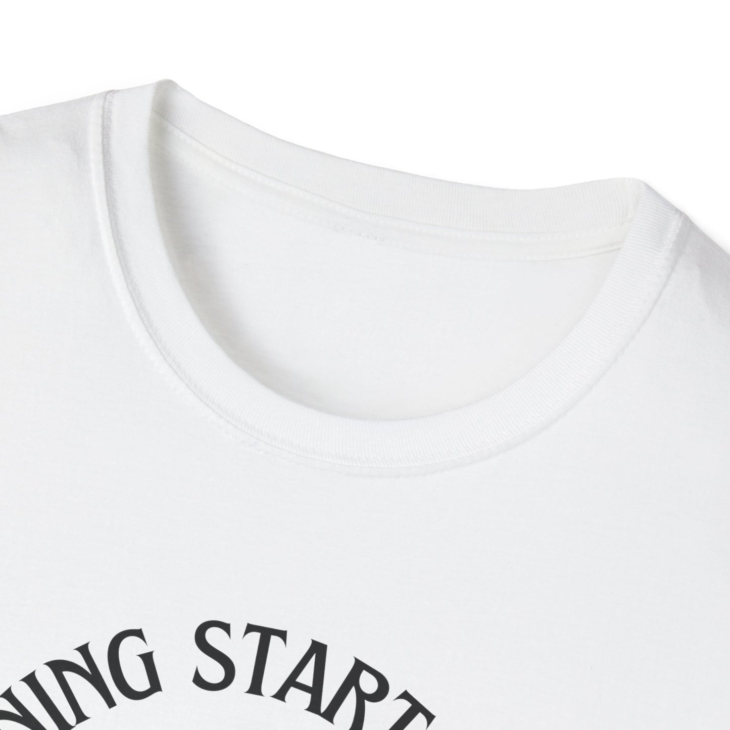 Coffee Lovers Unisex Softstyle T-Shirt - "Morning Starts When Coffee Starts"
