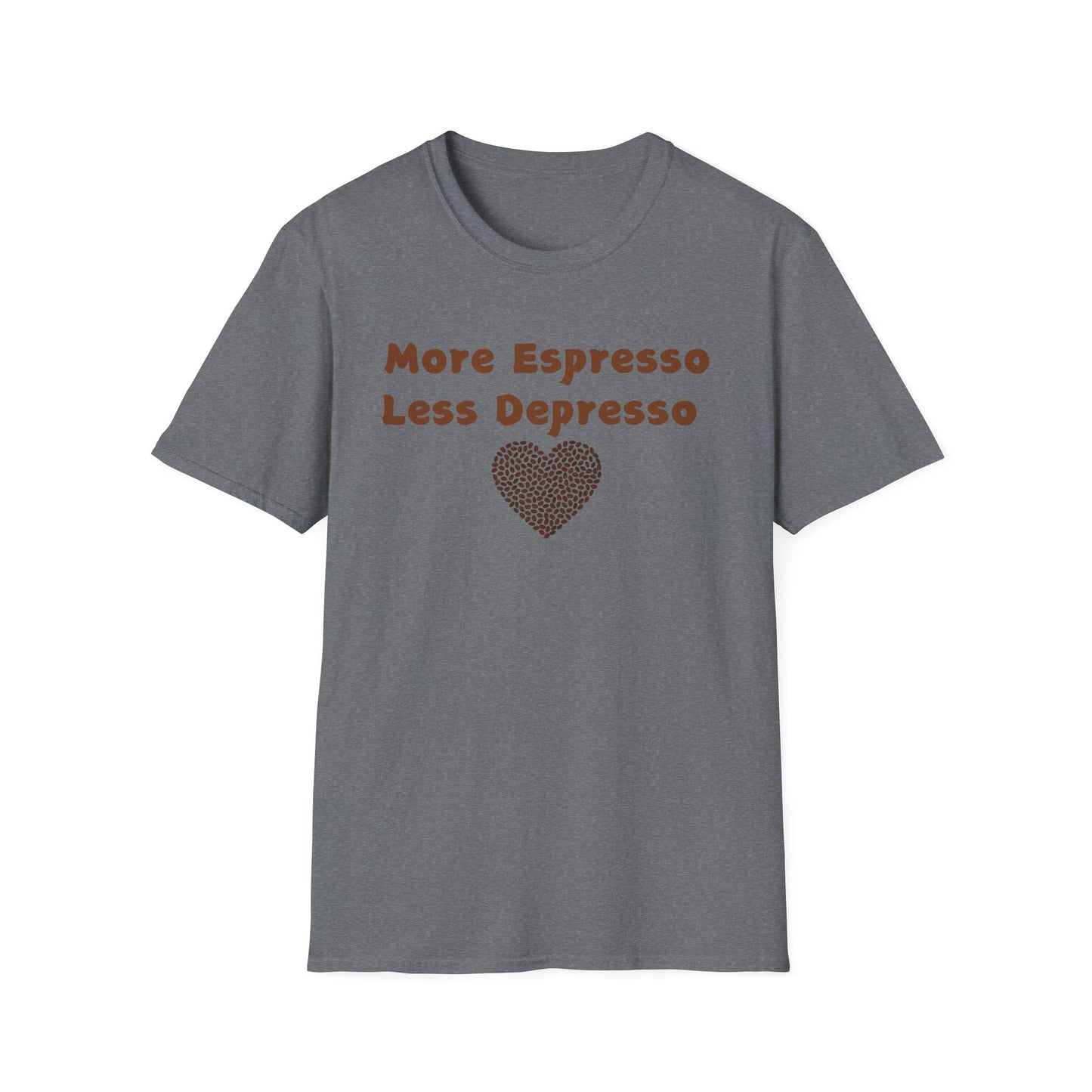 Fun Coffee Lover T-Shirt - 'More Espresso Less Depresso'
