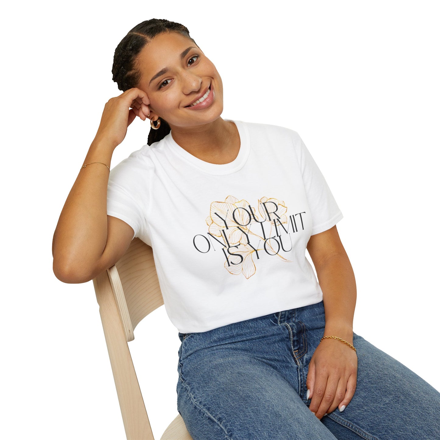Inspirational Floral T-Shirt - 'Your Only Limit is You'