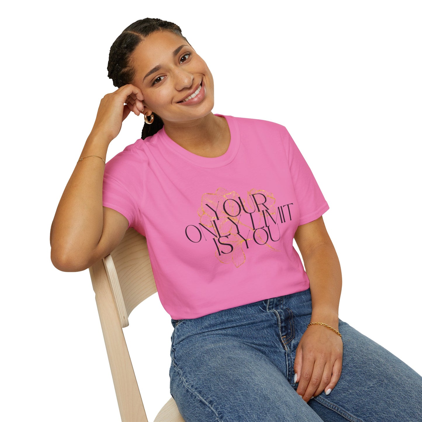 Inspirational Floral T-Shirt - 'Your Only Limit is You'