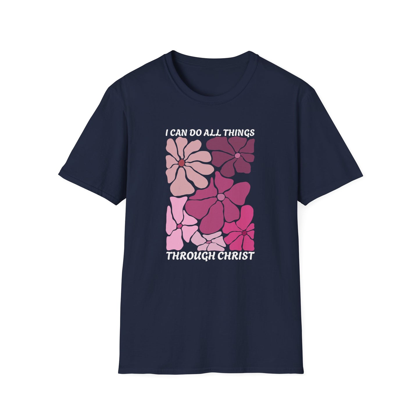 Inspirational Floral T-Shirt: 'I Can Do All Things Through Christ'