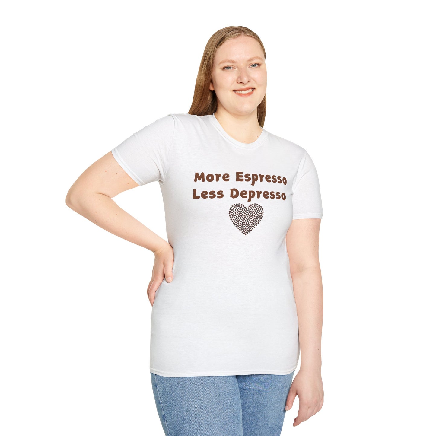 Fun Coffee Lover T-Shirt - 'More Espresso Less Depresso'