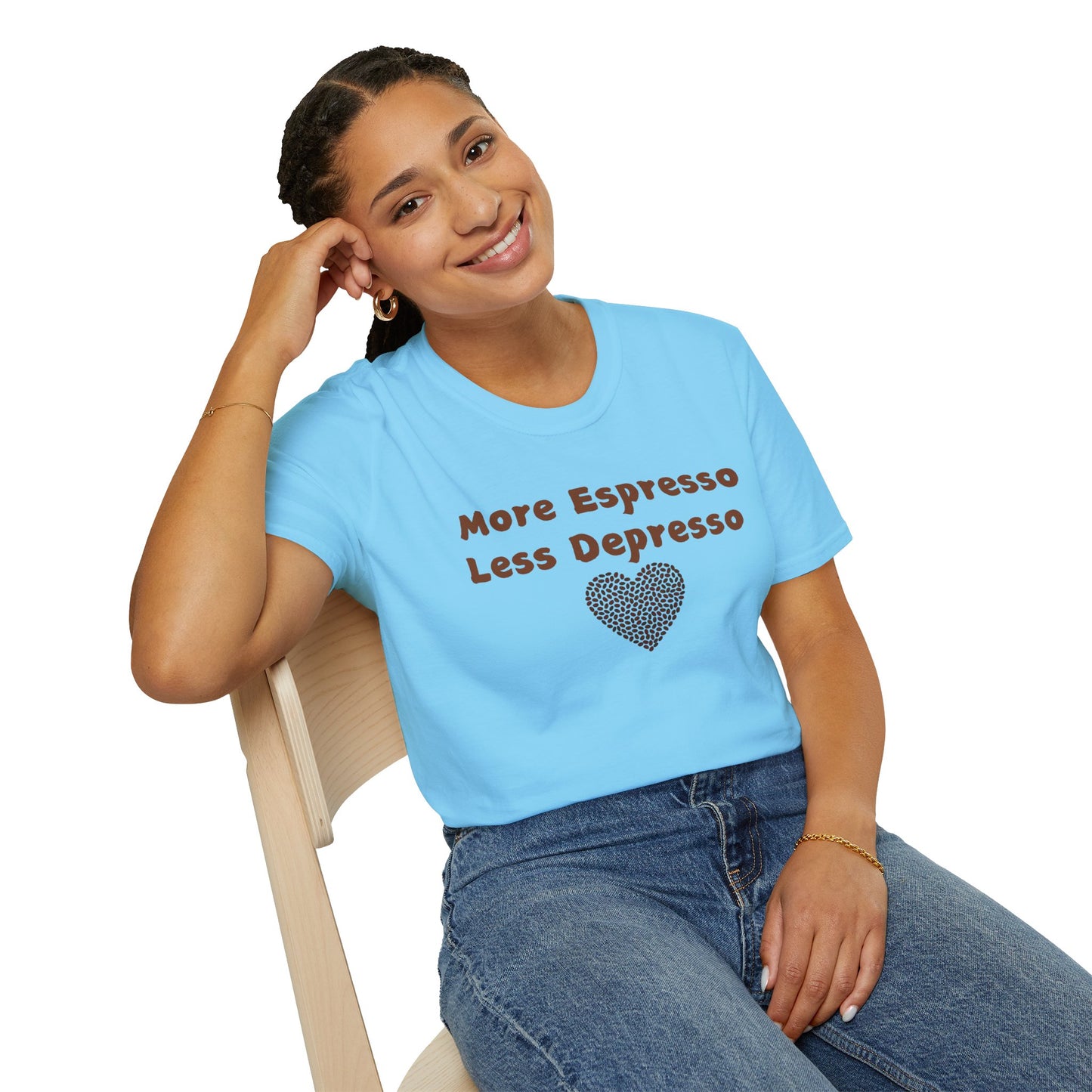 Fun Coffee Lover T-Shirt - 'More Espresso Less Depresso'