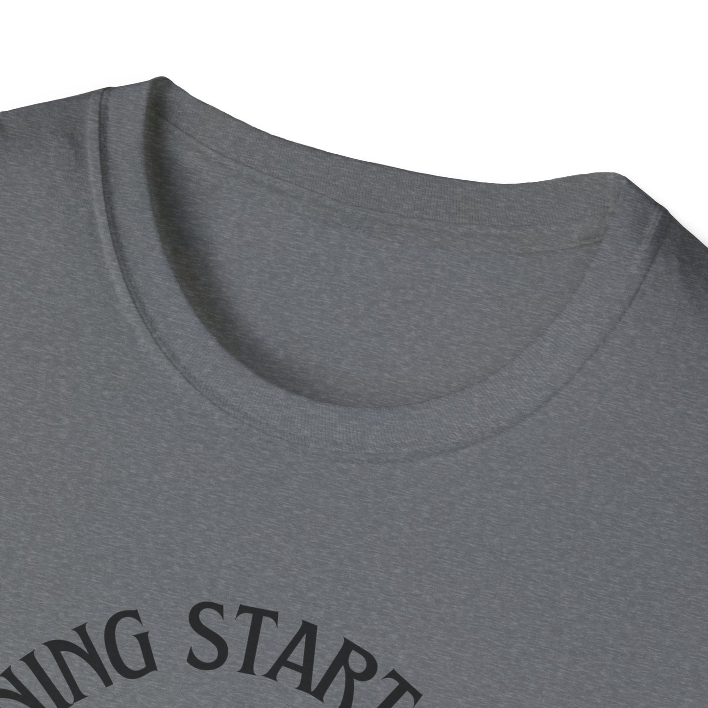 Coffee Lovers Unisex Softstyle T-Shirt - "Morning Starts When Coffee Starts"