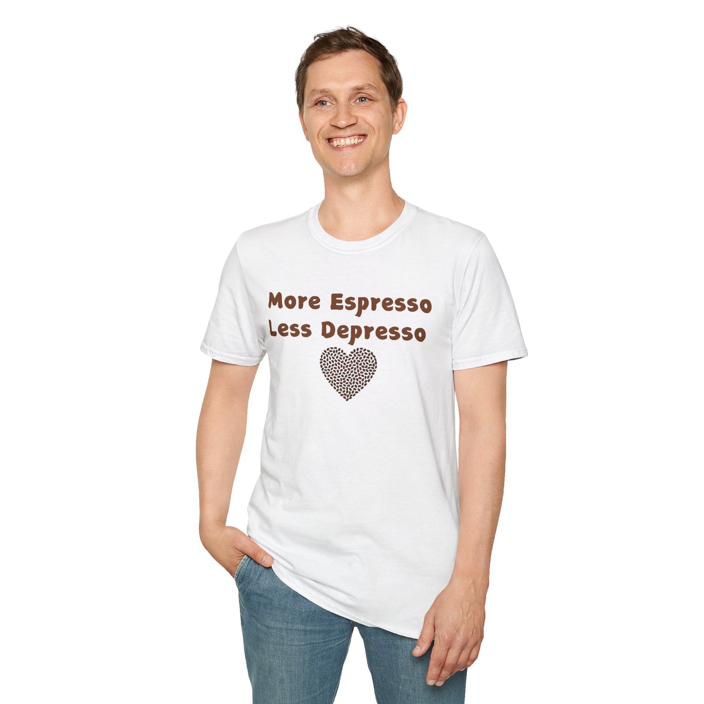 Fun Coffee Lover T-Shirt - 'More Espresso Less Depresso'