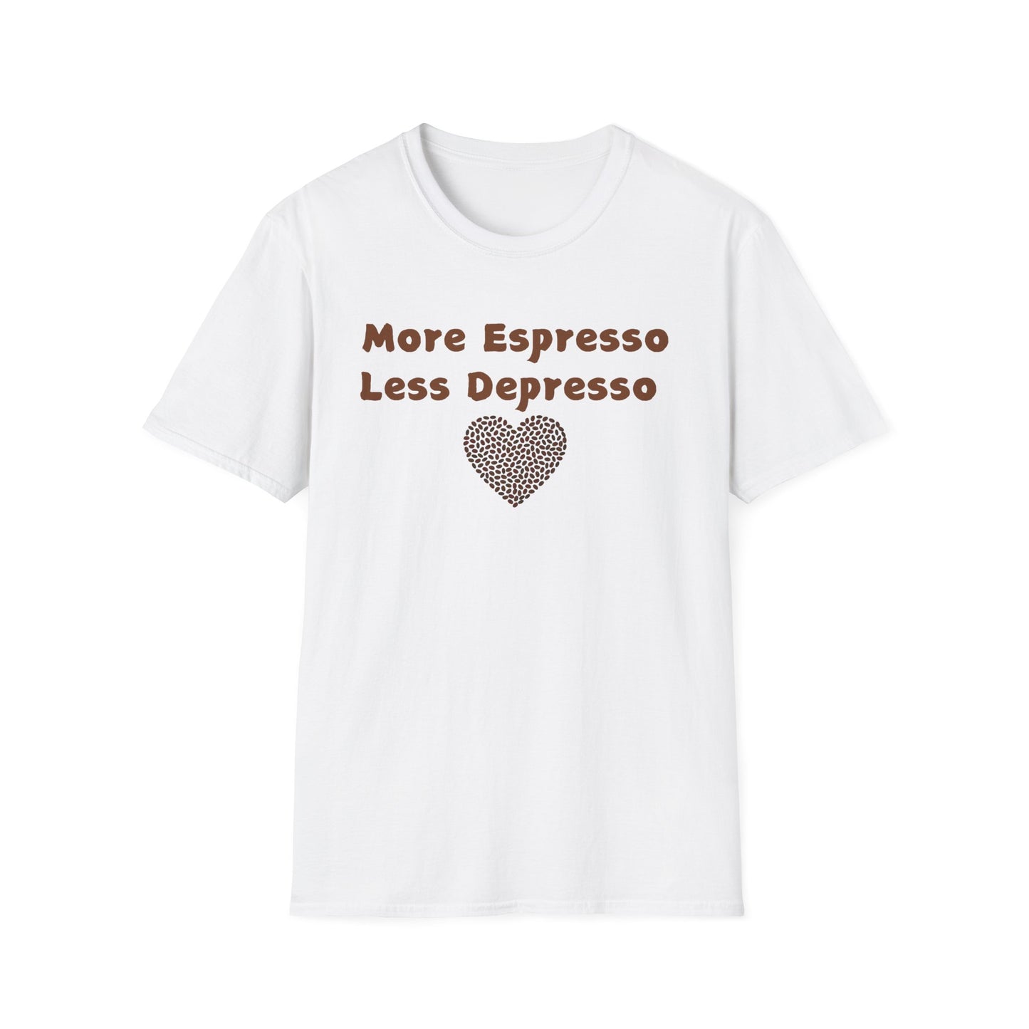 Fun Coffee Lover T-Shirt - 'More Espresso Less Depresso'