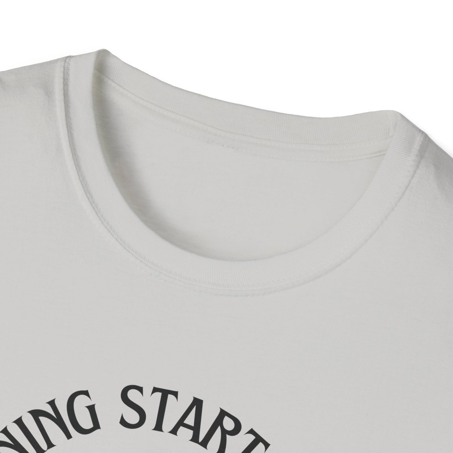 Coffee Lovers Unisex Softstyle T-Shirt - "Morning Starts When Coffee Starts"
