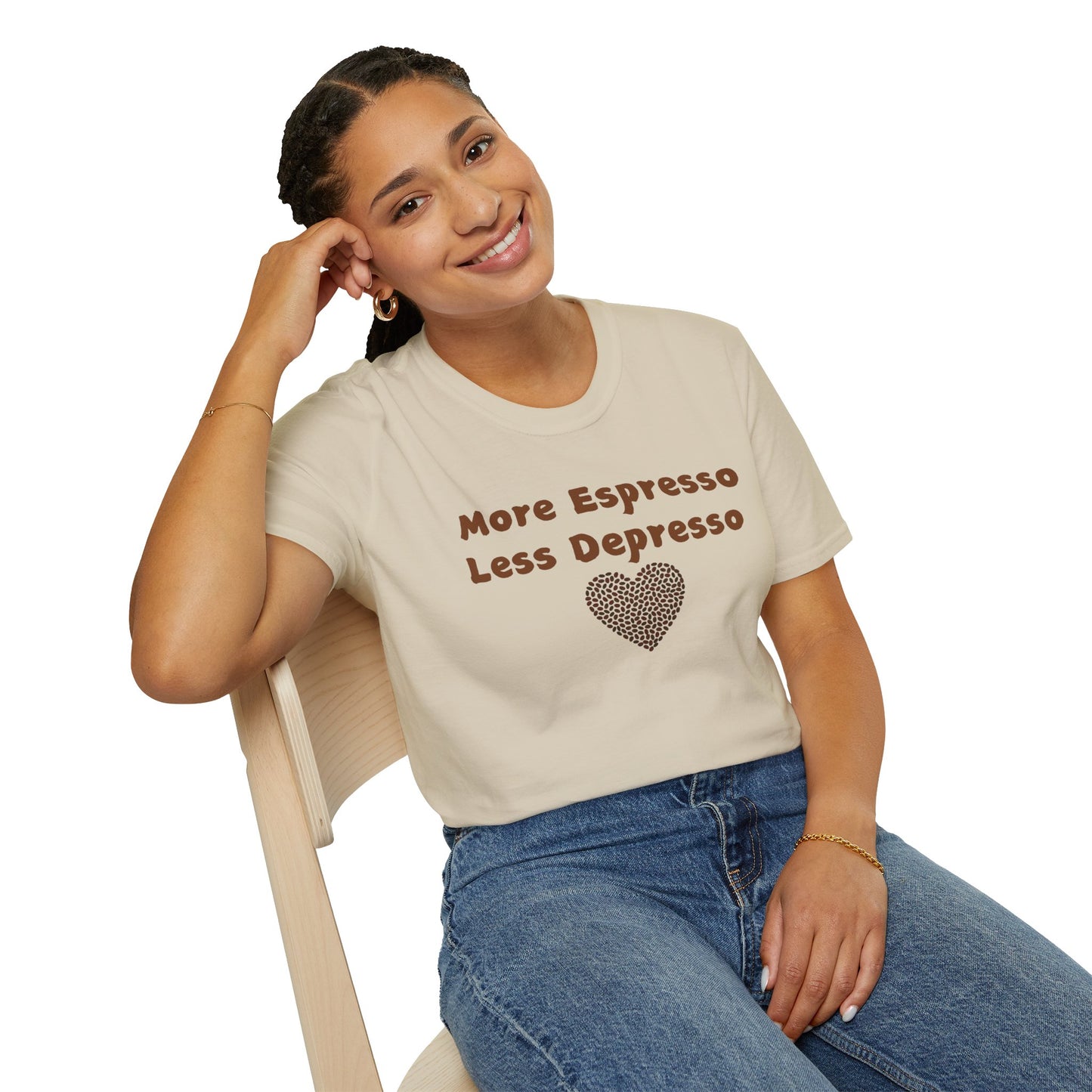 Fun Coffee Lover T-Shirt - 'More Espresso Less Depresso'