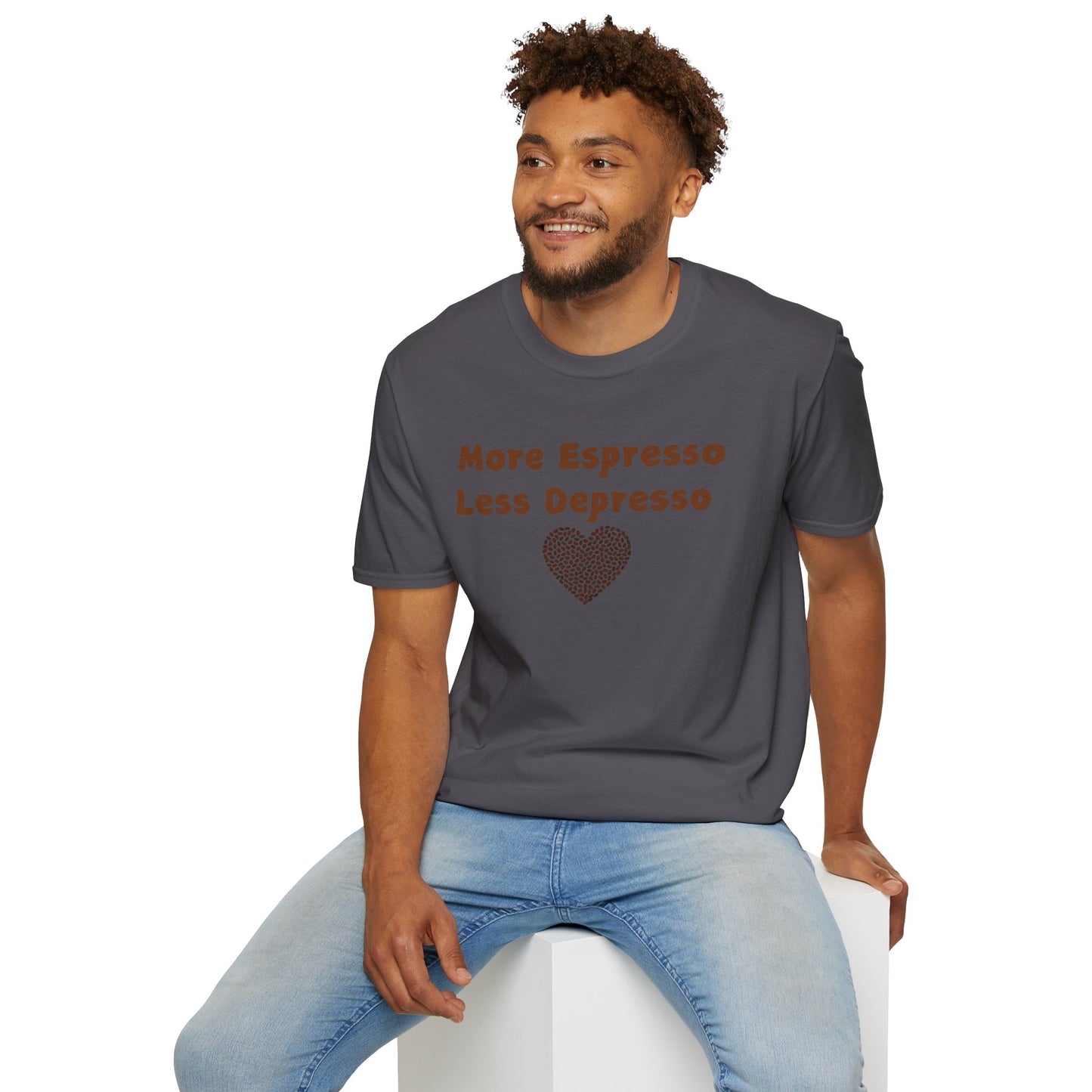 Fun Coffee Lover T-Shirt - 'More Espresso Less Depresso'