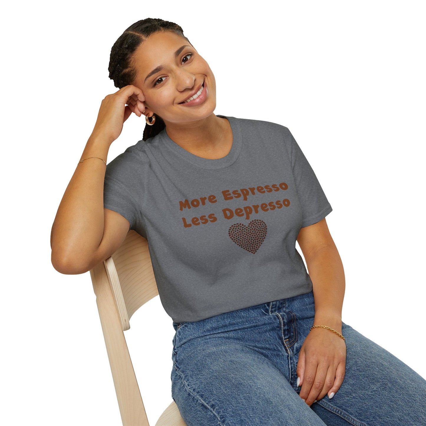 Fun Coffee Lover T-Shirt - 'More Espresso Less Depresso'