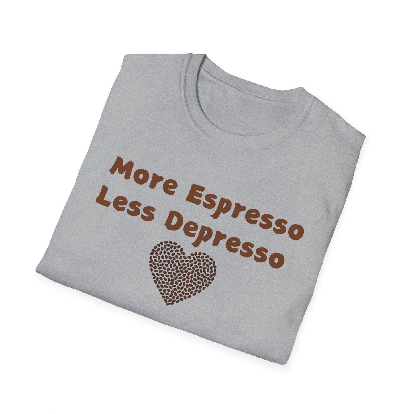 Fun Coffee Lover T-Shirt - 'More Espresso Less Depresso'