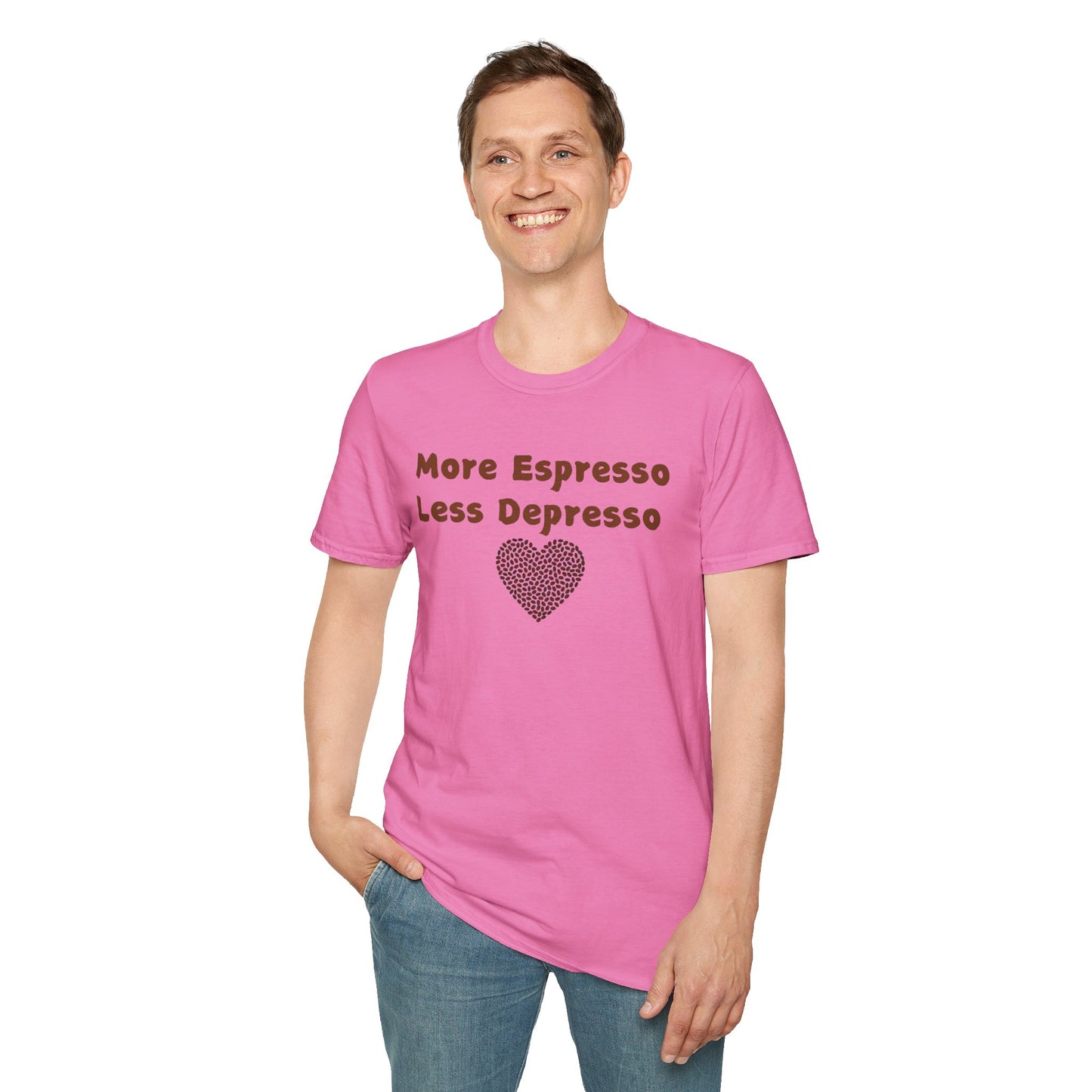 Fun Coffee Lover T-Shirt - 'More Espresso Less Depresso'