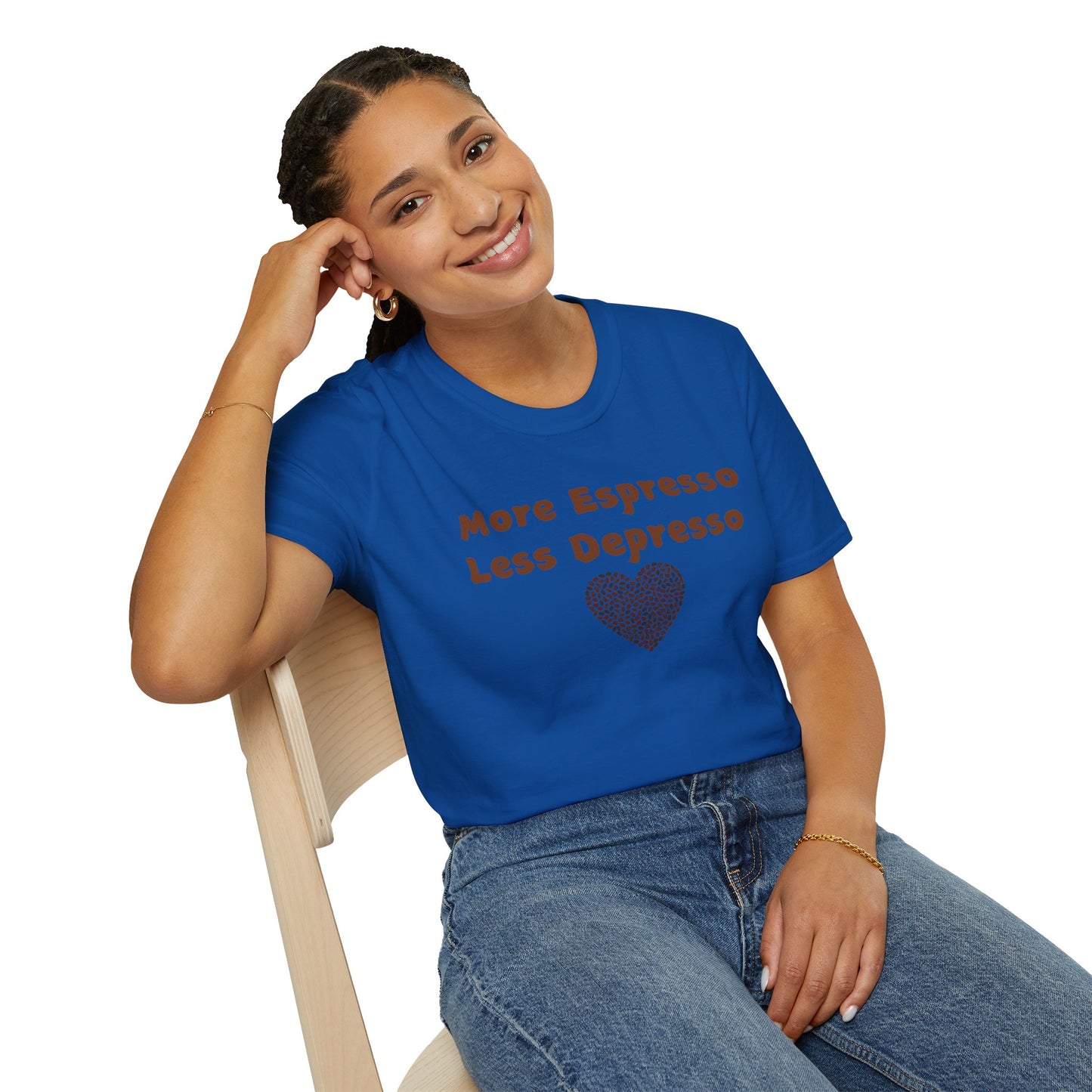 Fun Coffee Lover T-Shirt - 'More Espresso Less Depresso'