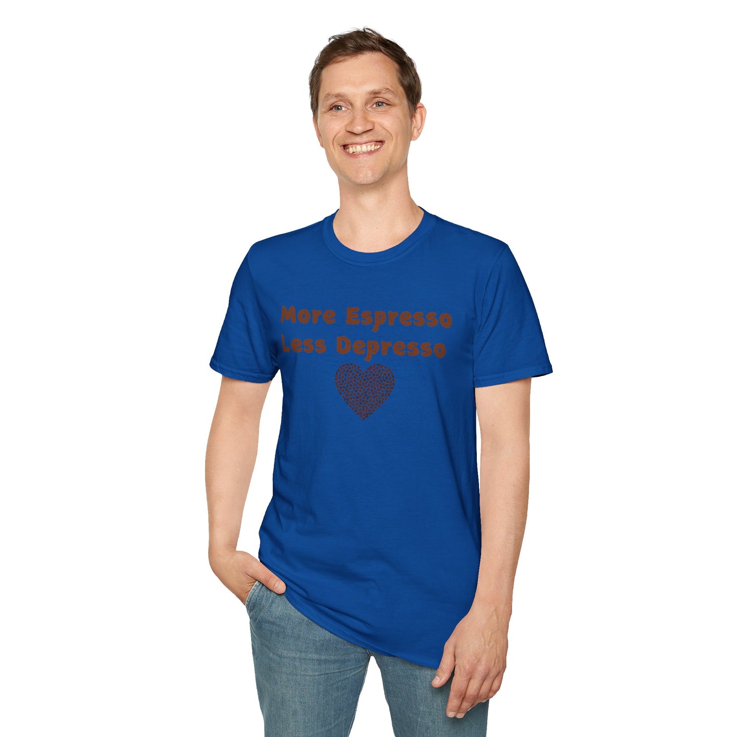 Fun Coffee Lover T-Shirt - 'More Espresso Less Depresso'