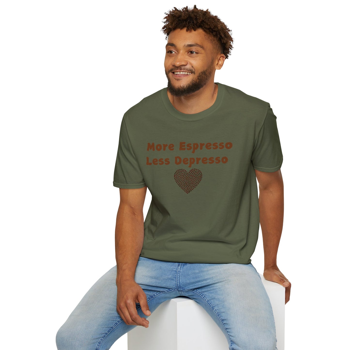 Fun Coffee Lover T-Shirt - 'More Espresso Less Depresso'