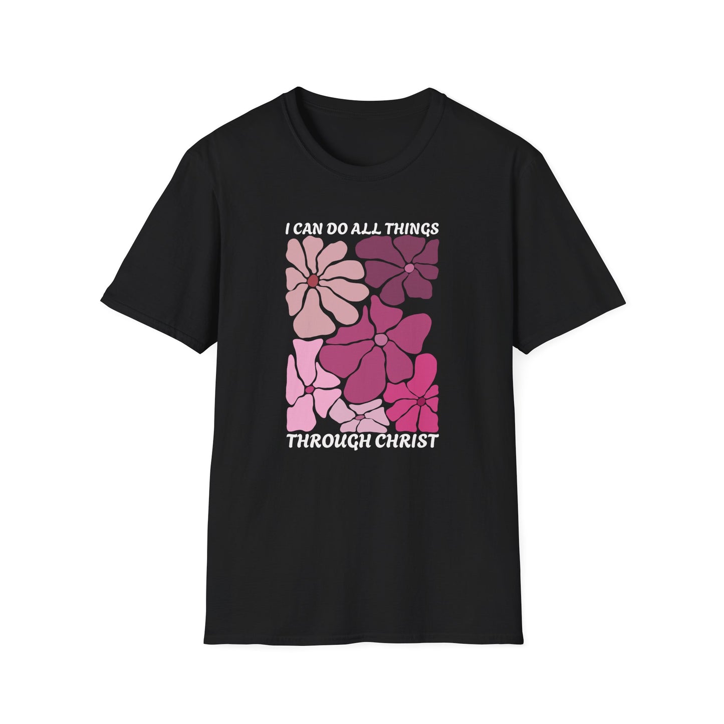 Inspirational Floral T-Shirt: 'I Can Do All Things Through Christ'