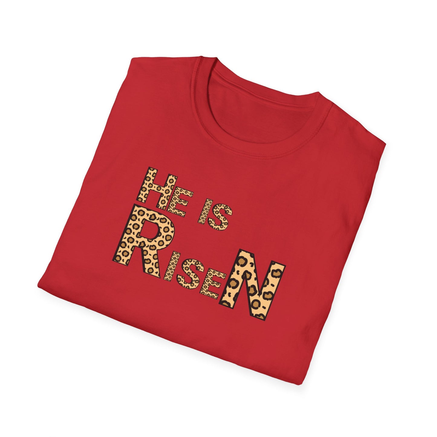 He is Risen Leopard Print Unisex T-Shirt - Perfect Easter Celebration Wear