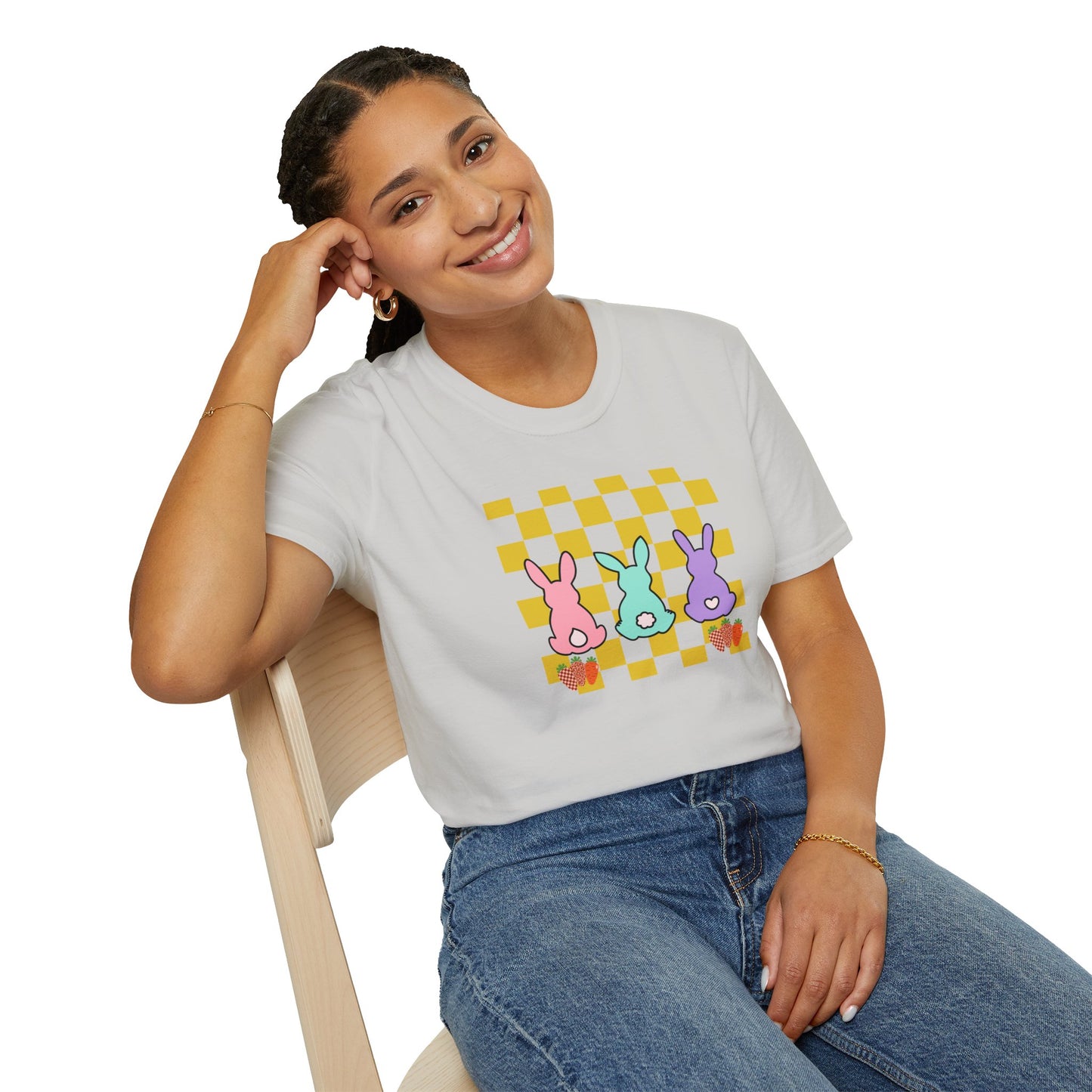 Spring Bunny Vibes Unisex Softstyle T-Shirt - Cute Easter Graphic Tee