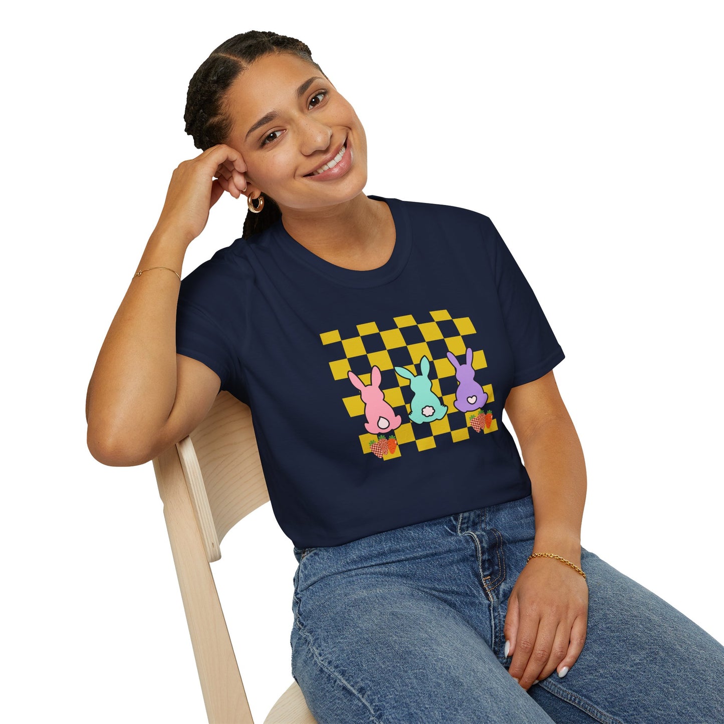 Spring Bunny Vibes Unisex Softstyle T-Shirt - Cute Easter Graphic Tee