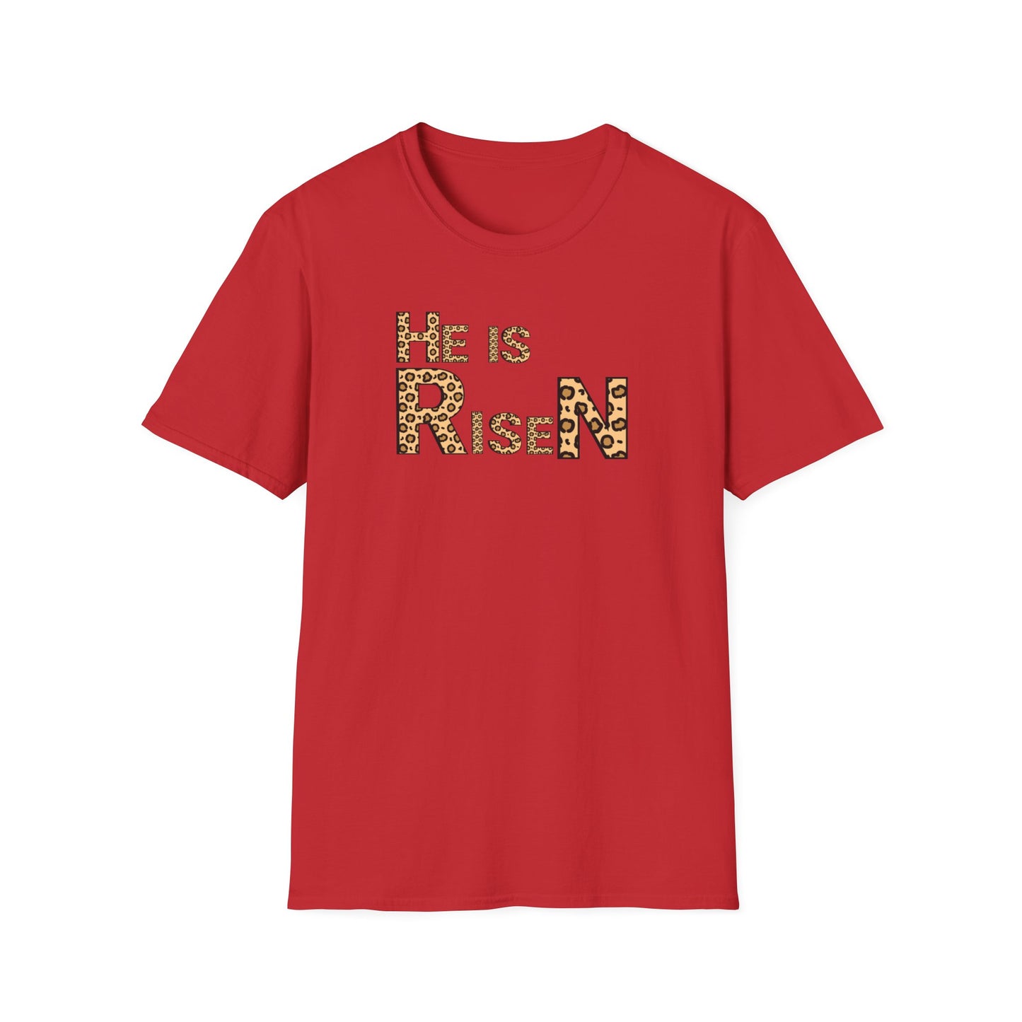 He is Risen Leopard Print Unisex T-Shirt - Perfect Easter Celebration Wear