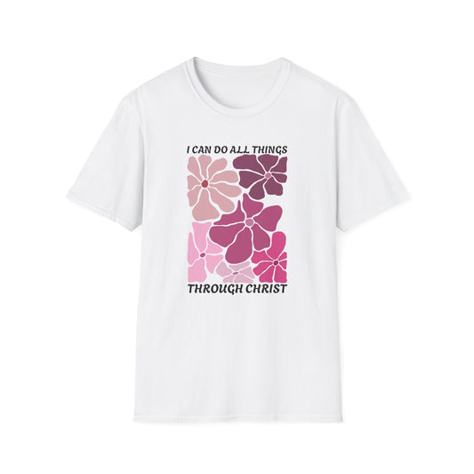 Inspirational Floral T-Shirt: 'I Can Do All Things Through Christ'