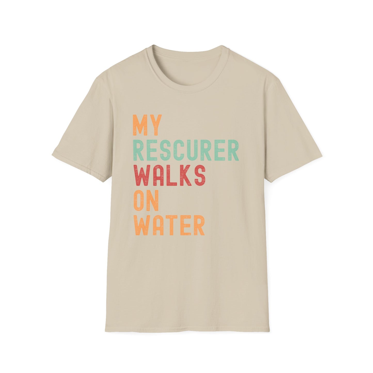 Inspirational Unisex T-Shirt - 'My Rescuer Walks on Water'